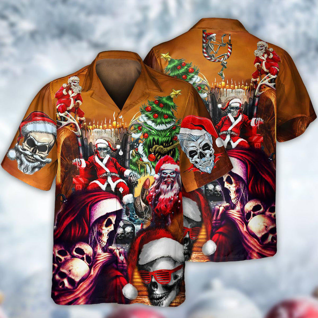 Skull Santa Claus Christmas Lovely - Hawaiian Shirt