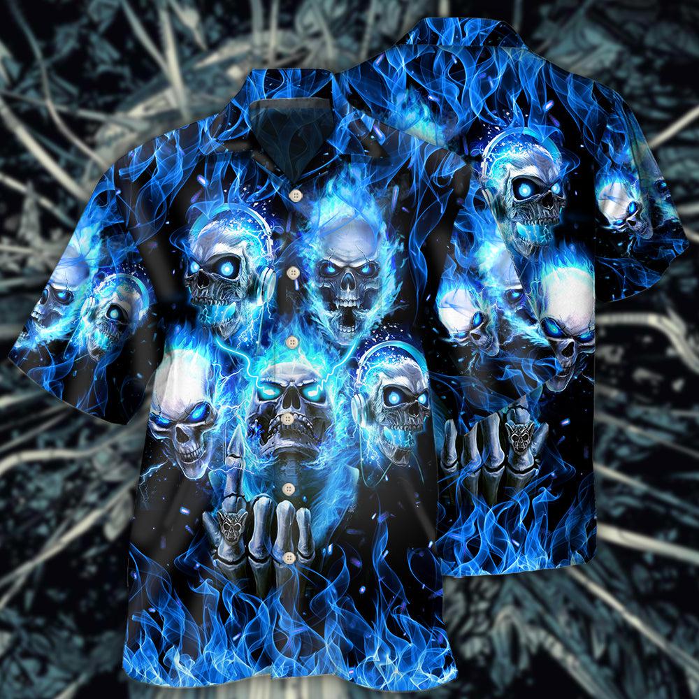 Skull Blue Skull Angry Style - Hawaiian Shirt