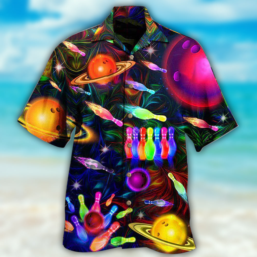 Bowling Neon Space Strike The Universe - Hawaiian Shirt