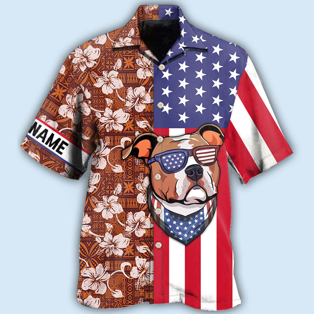 Staffordshire Bull Terrier Dog America Tropical Floral Personalized - Hawaiian Shirt
