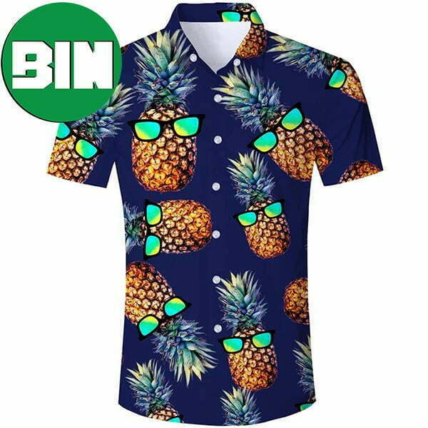 Sunglasses Pineapple Navy Funny Summer Hawaiian Shirt