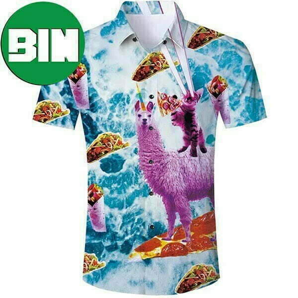 Taco Cat Riding Llama Funny Summer Hawaiian Shirt