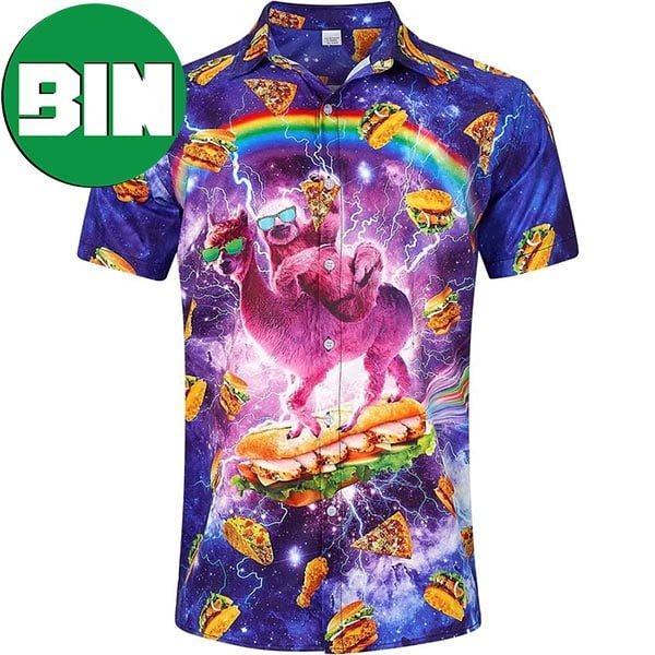 Taco Sloth Riding Llama Funny Summer Hawaiian Shirt