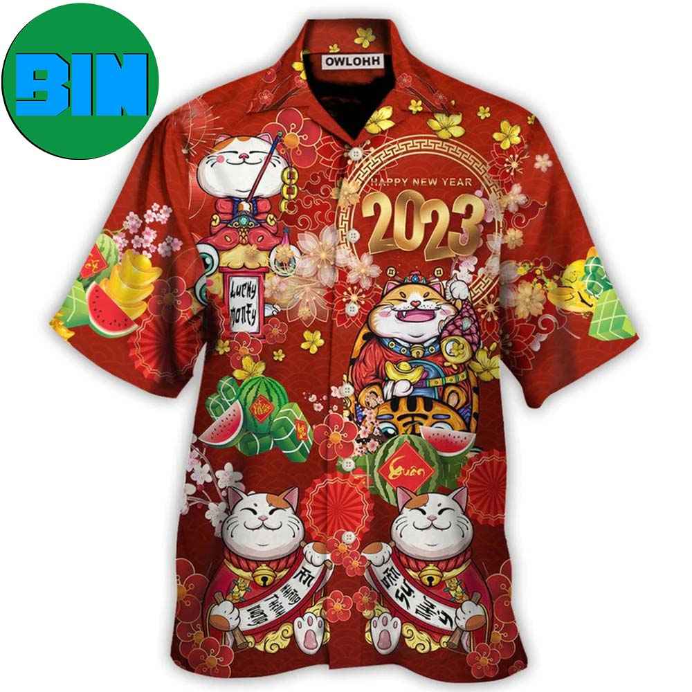 Tet Holiday Cat Happy New Year 2023 Tropical Hawaiian Shirt