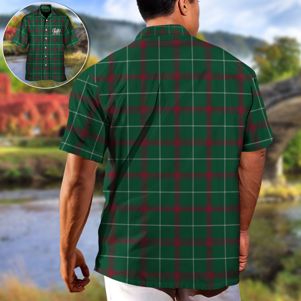 Tartan Wales Symbol Flag Green Color - Hawaiian Shirt