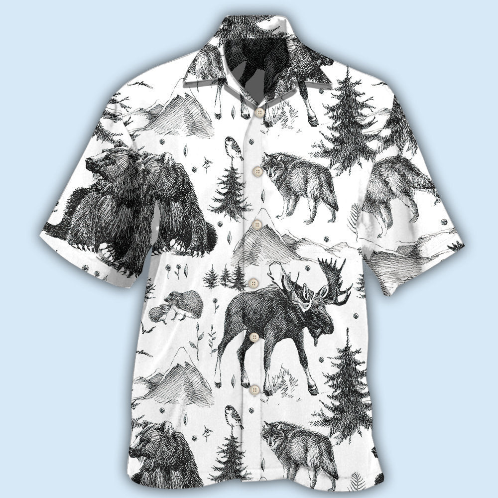 Animals Wild Black And White - Hawaiian Shirt