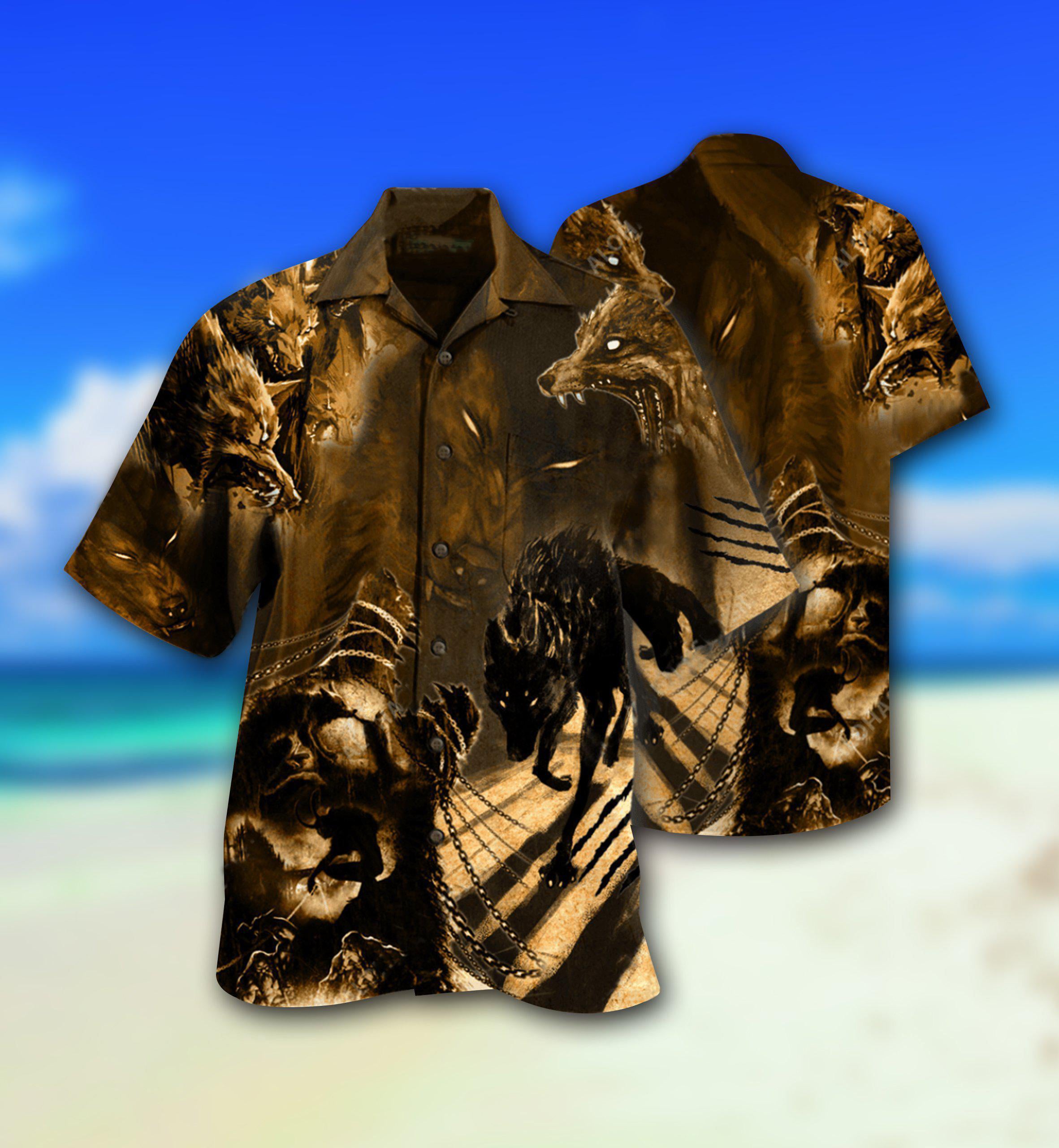 Wolf Darkness Scary - Hawaiian Shirt