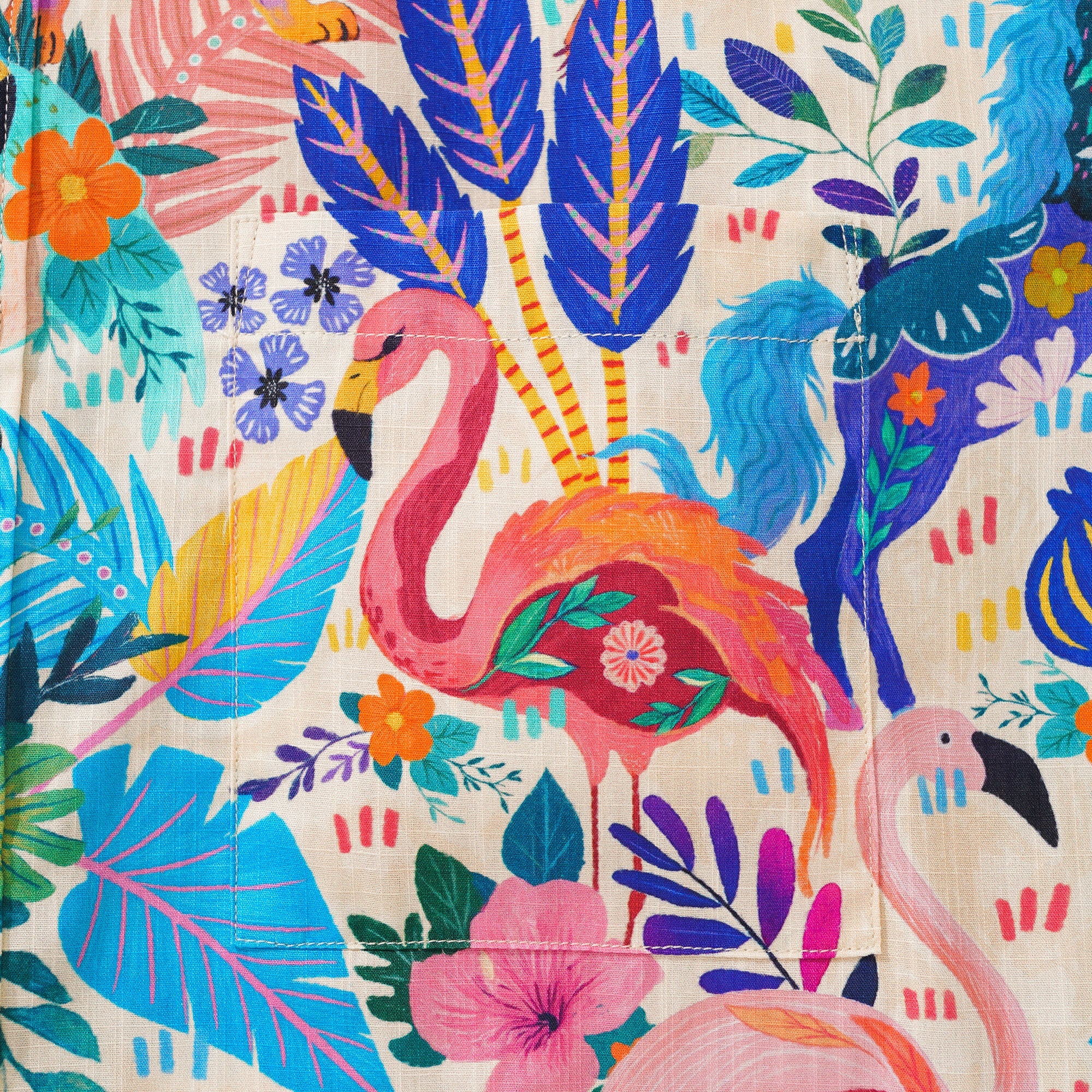 Men's Colorful Hawaiian Shirt Short Sleeve Button-down 100% Cotton Aloha Jungle Whimsy By Zeke