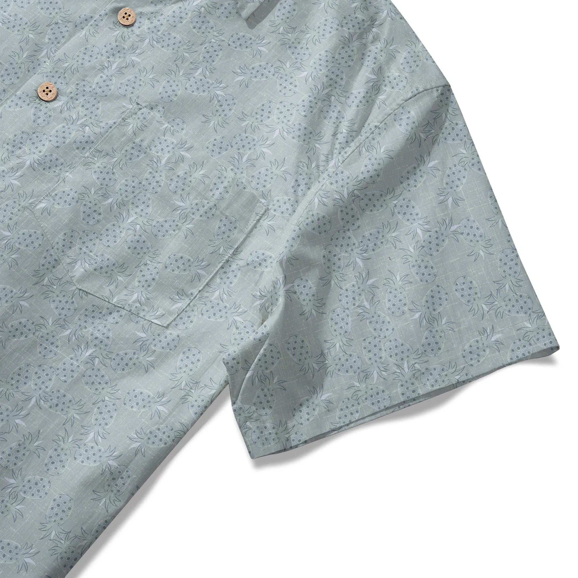 LeosWare® Men's Hawaiian Shirt Short Sleeve Button-up 100% Cotton Gray Aloha Vintage Pineapple Mist Shadow By Huan huan