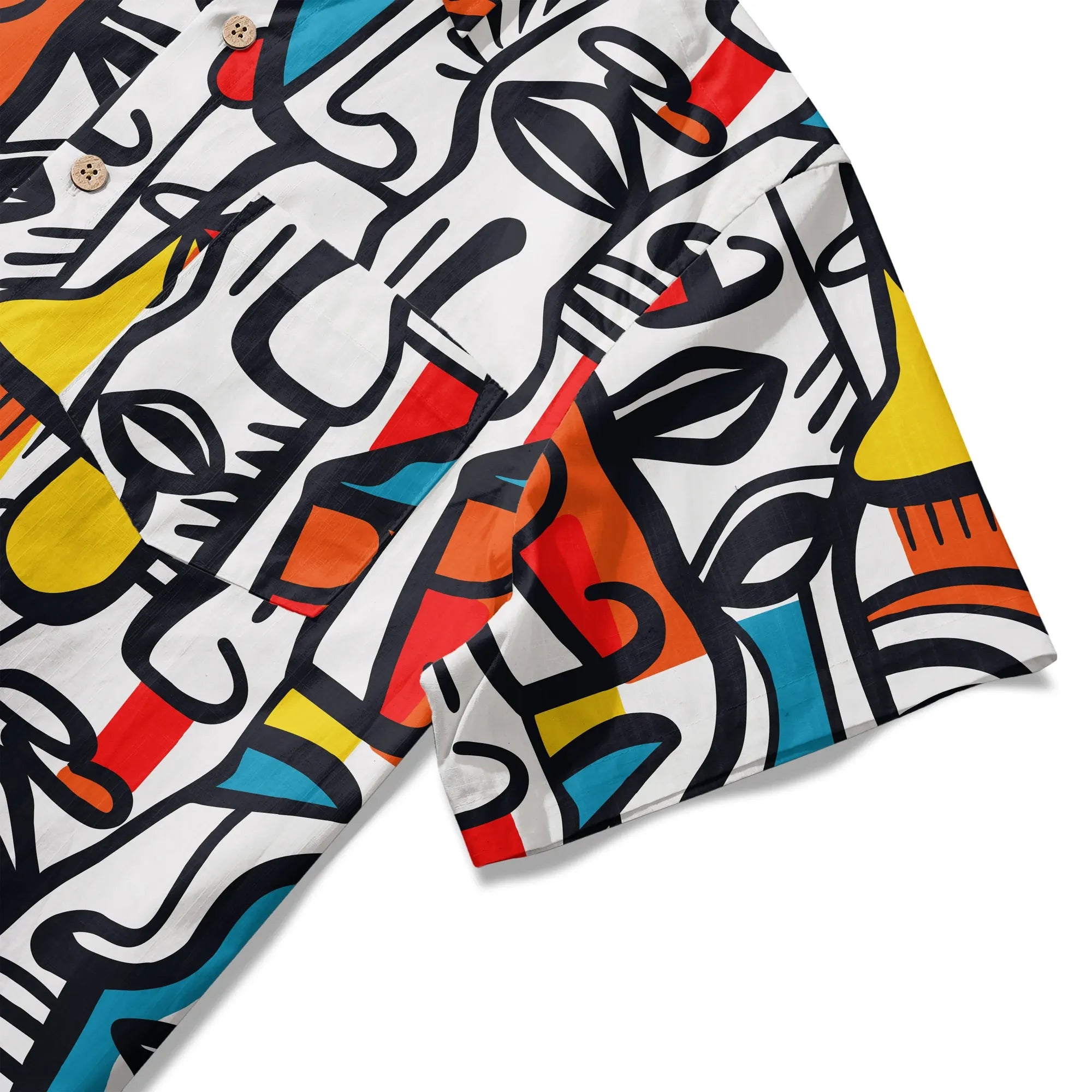 LeosWare® Men's Hawaiian Shirt Short Sleeve Button-up 100% Cotton Aloha Face Paint Palette By Ann