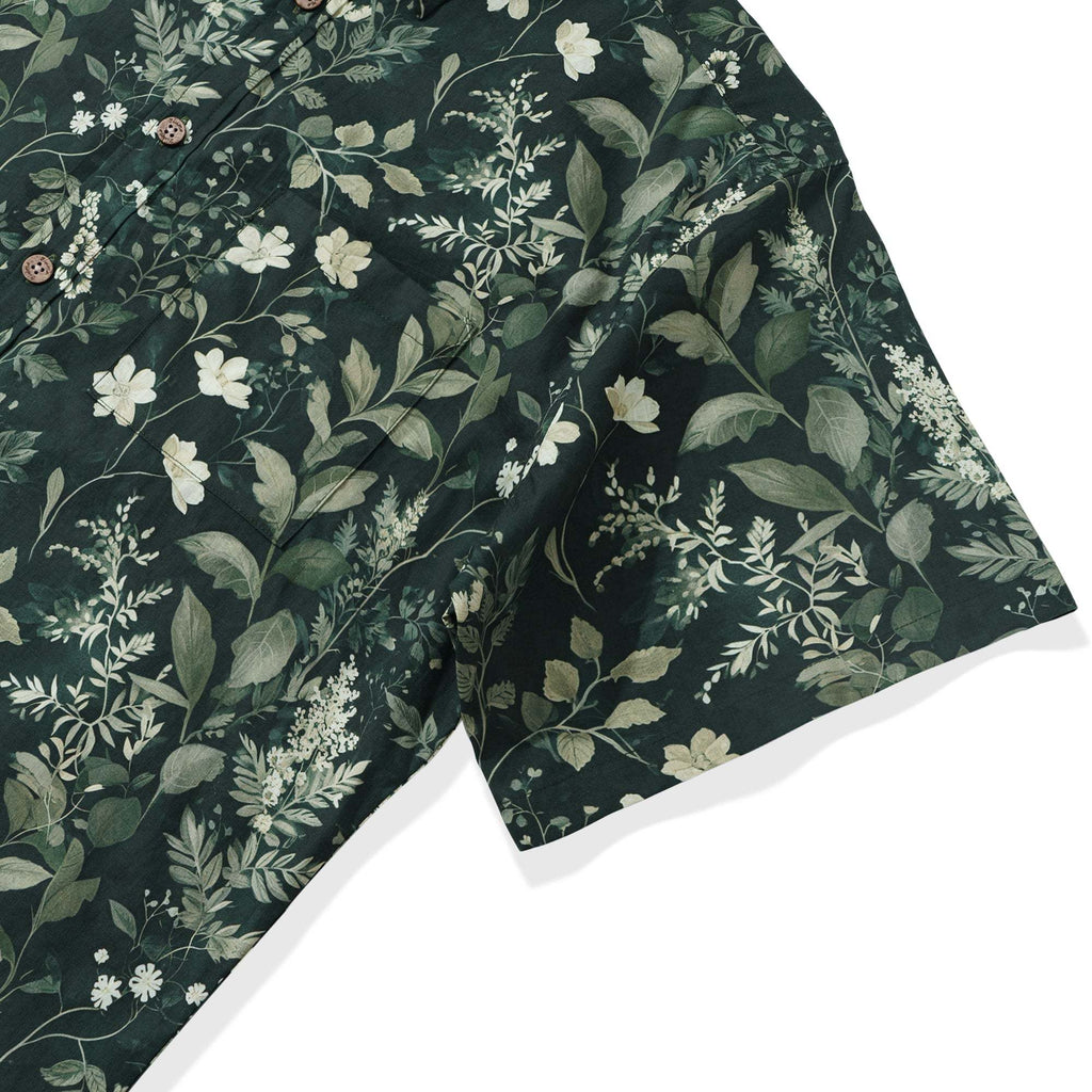 Chemise Hawaïenne Verte des Années 1950 Pour Hommes 100 % Coton À Boutons Courte Manches Tropicale Par Sun