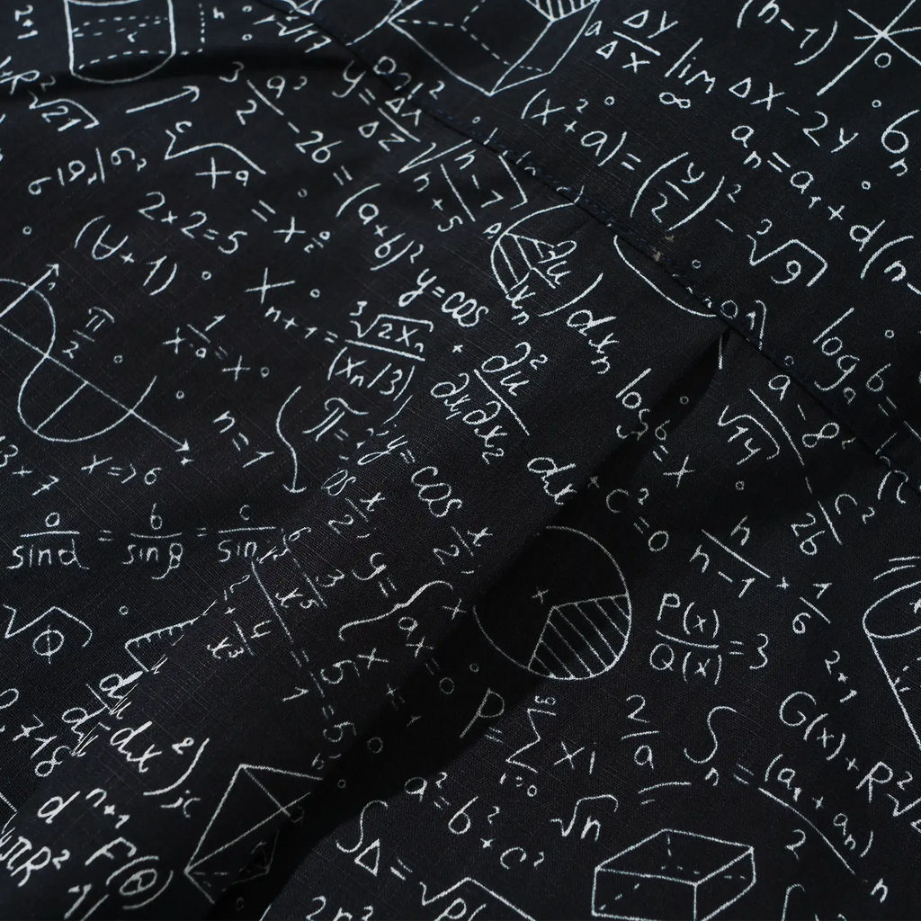 Geek Chic Men's Hawaiian Shirt Short Sleeve Button-down 100% Cotton Black Aloha The Problem Solver Math Formula Physics Equation Science Chalkboard By Yana
