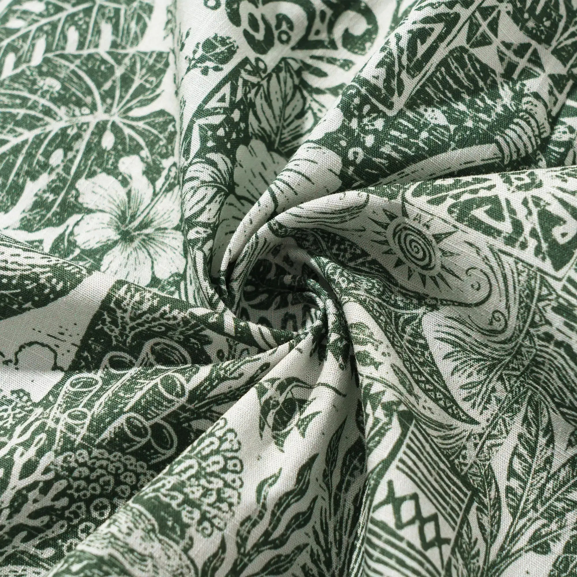 Men's Hawaiian Shirt Short Sleeve Button-down 100% Cotton Green Aloha Tiki Isle Archive - Sage green By Cigar