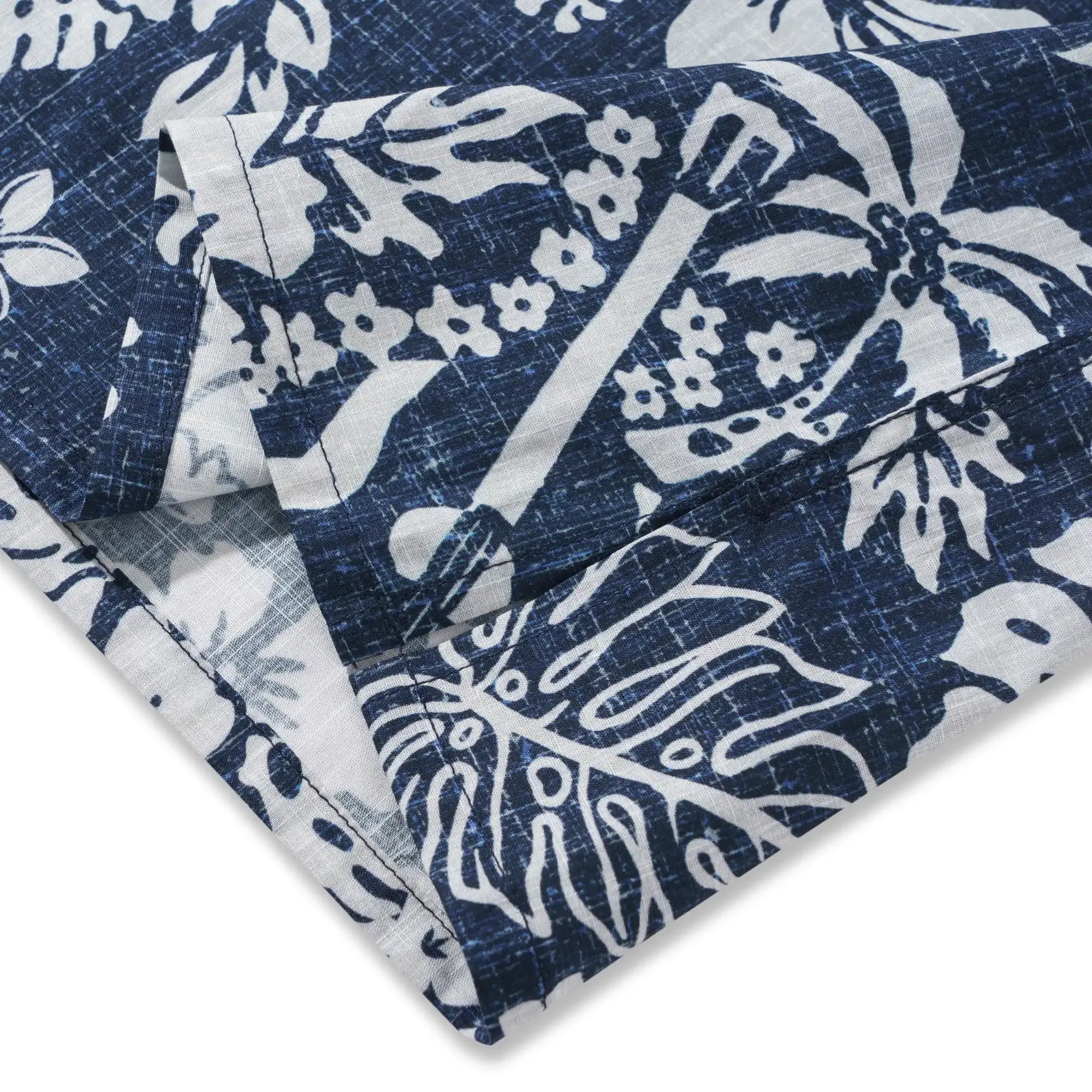 Men's Hawaiian Shirt Short Sleeve Button-down 100% Cotton Blue Aloha Island Ukulele By DUDU