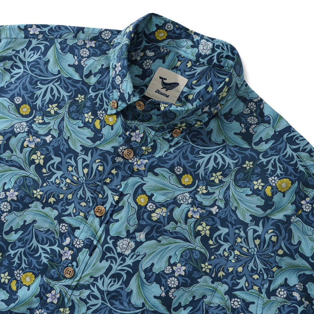 Hawaiian Shirt For Men Lush Blooms Button-down Shirt Short Sleeve 100% Cotton Aloha Shirt By Sherry
