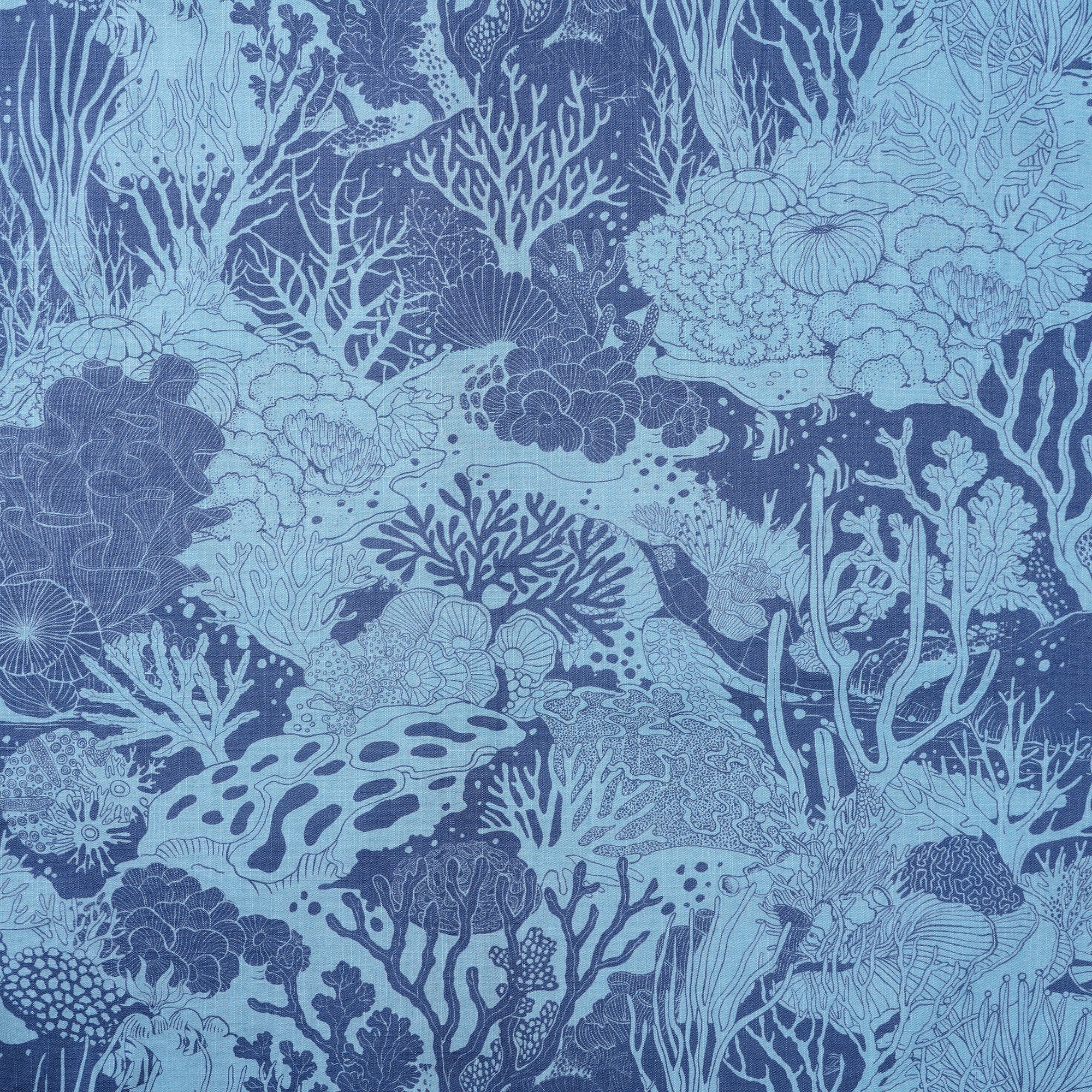 Men's Hawaiian Shirt Short Sleeve Button-down 100% Cotton Blue Aloha Undersea Coral Reef By Zeke