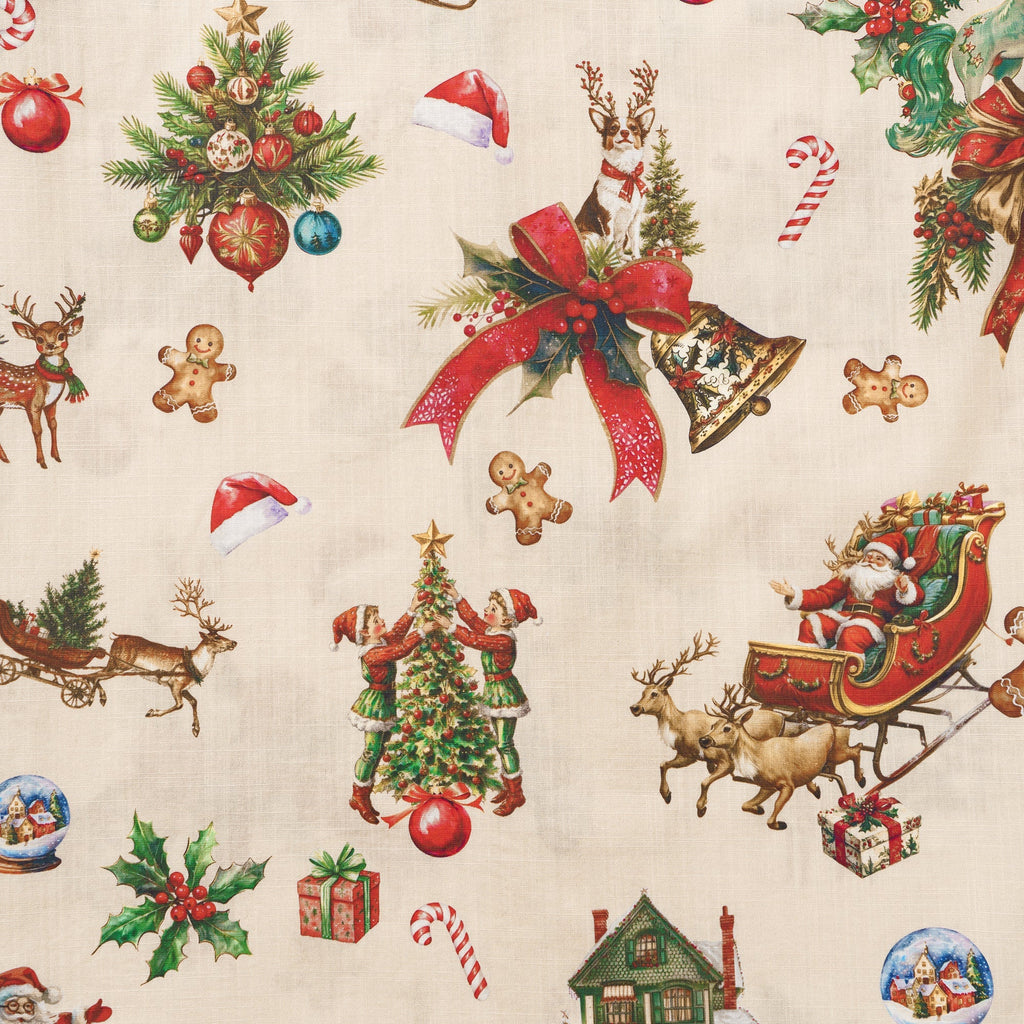 Vintage Christmas 100% Cotton Men's Aloha Hawaiian Short Sleeve Camp Collar Shirt By Yana