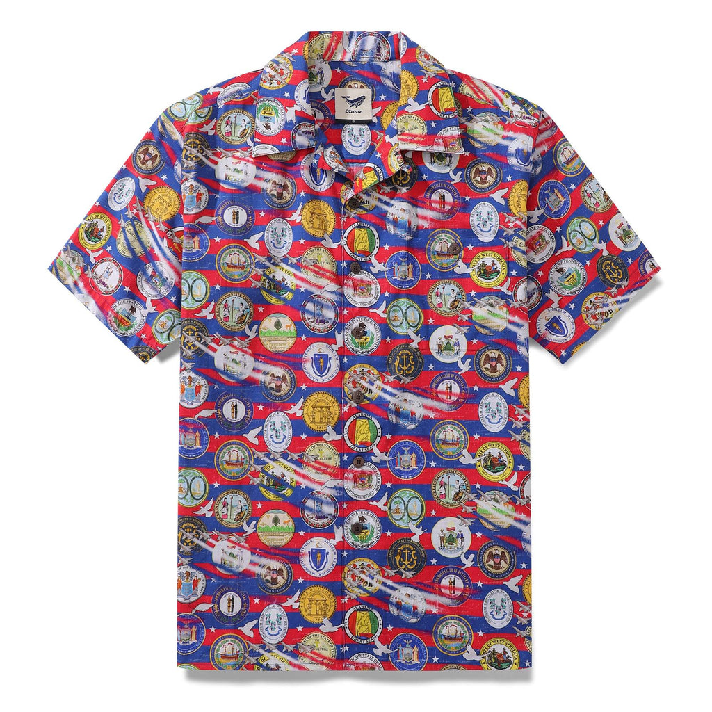 Hawaiian Shirt For Men United Dreams Shirt Camp Collar 100% Cotton By Sun
