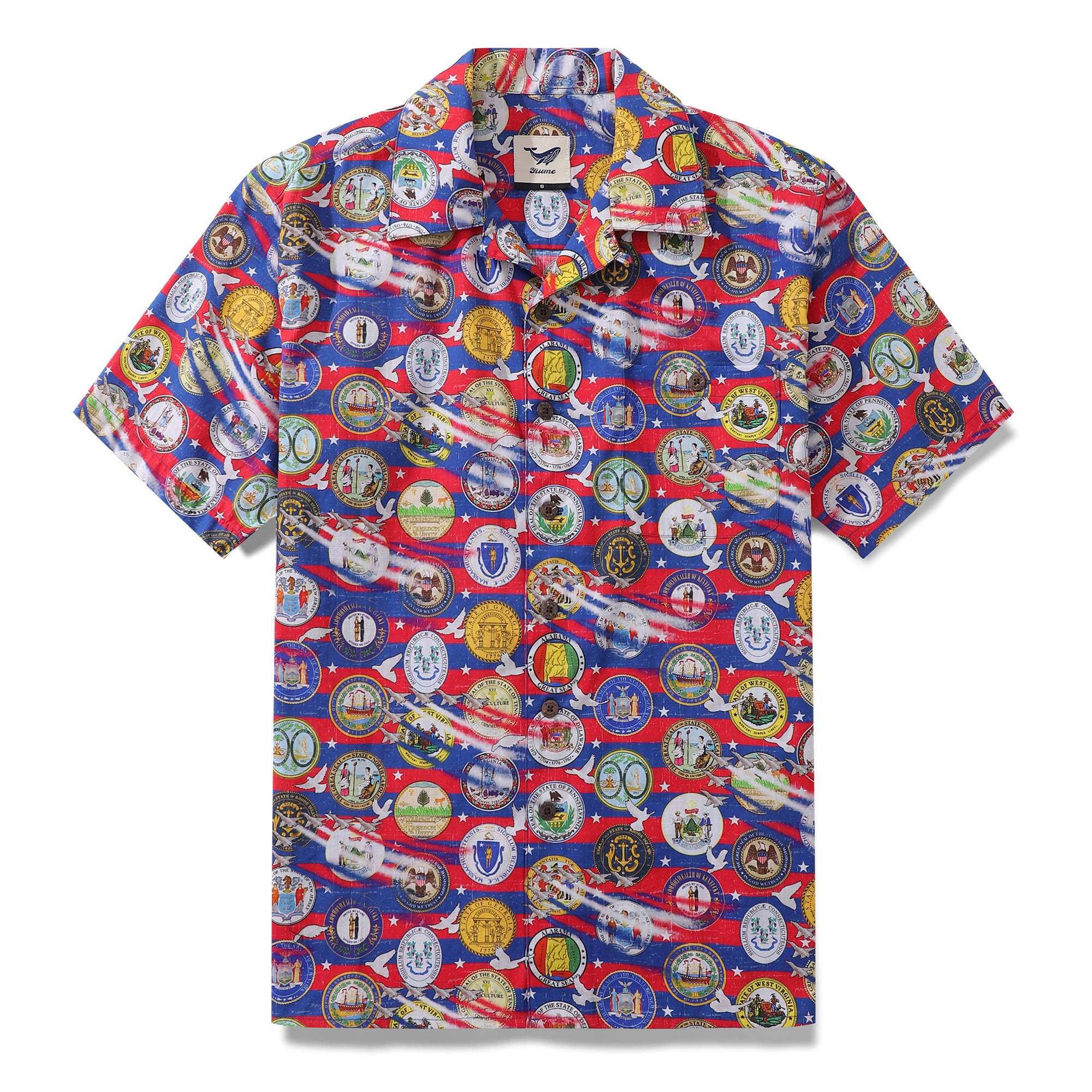 Hawaiian Shirt For Men United Dreams Shirt Camp Collar 100% Cotton By Sun