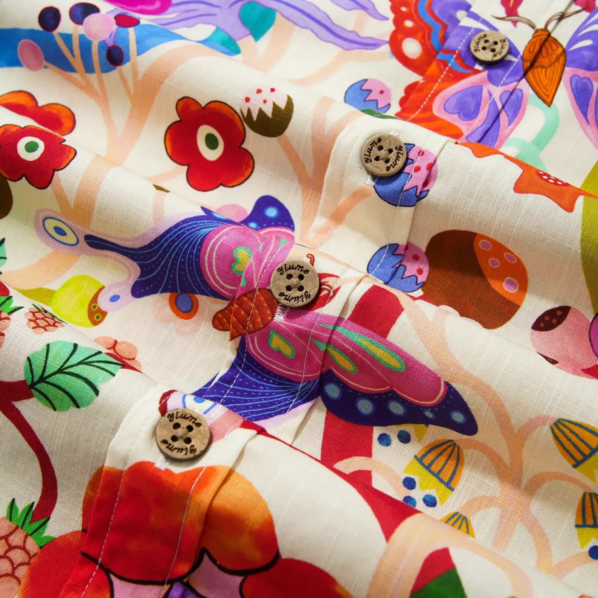 Men's Hawaiian Shirt Short Sleeve Button-down 100% Cotton Blue Aloha Butterfly Whispers By Huan huan
