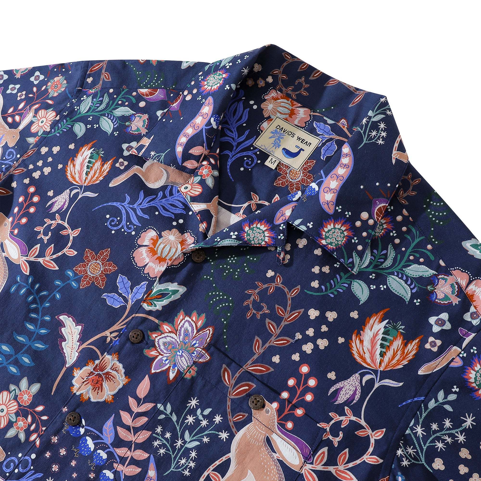 Easter Day Gift Men's Hawaiian Shirt Happy Rabbit Coconut Button Camp Aloha Shirt By Sylvia