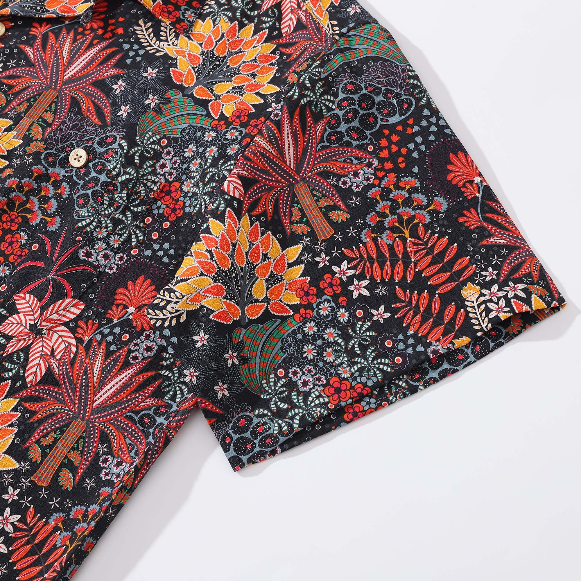 100% Silk Men's Hawaiian Shirt Quirky Plants Print Camp collar Short Sleeve Aloha Shirt By Sylvia