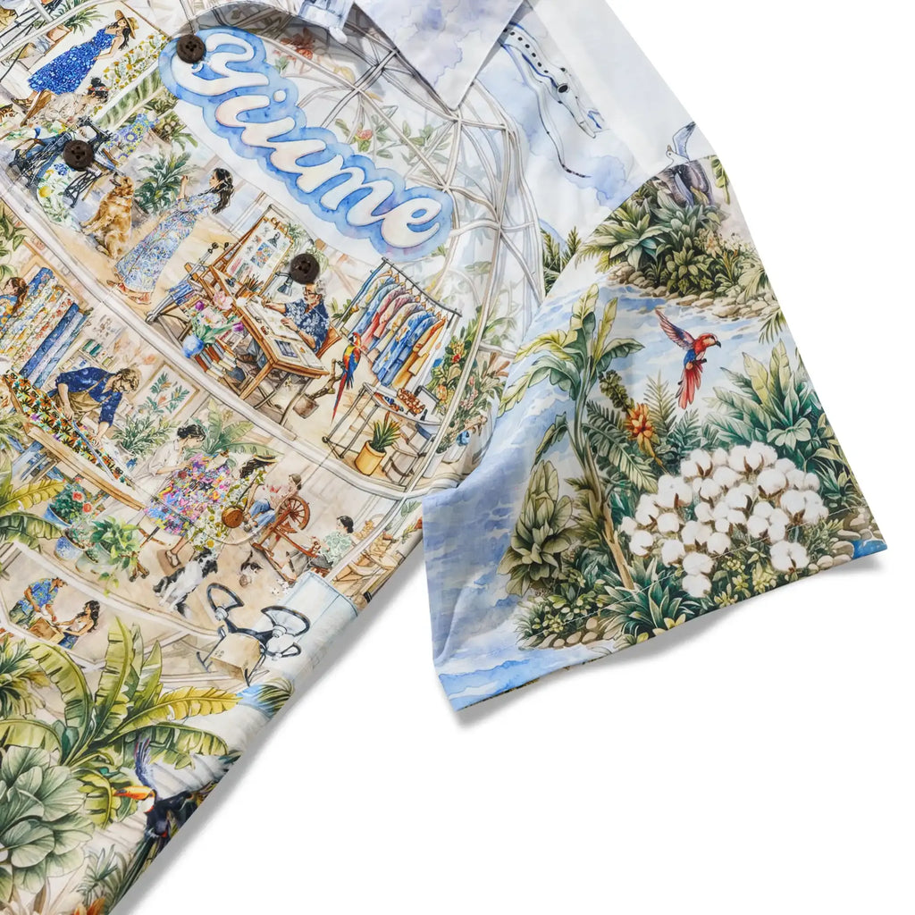 4th Anniversary Men's Hawaiian Shirt Short Sleeve Camp Collar 100% Cotton Blue Aloha Yiume Dream By The Coast By Huan huan