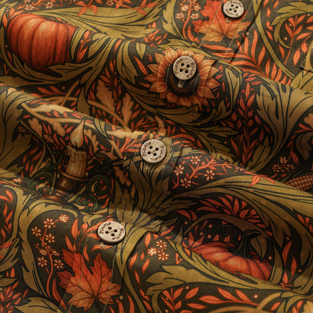 Men's Hawaiian Shirt Short Sleeve Button-down 100% Cotton Green Aloha Morris's Harvest Whisper By Cigar
