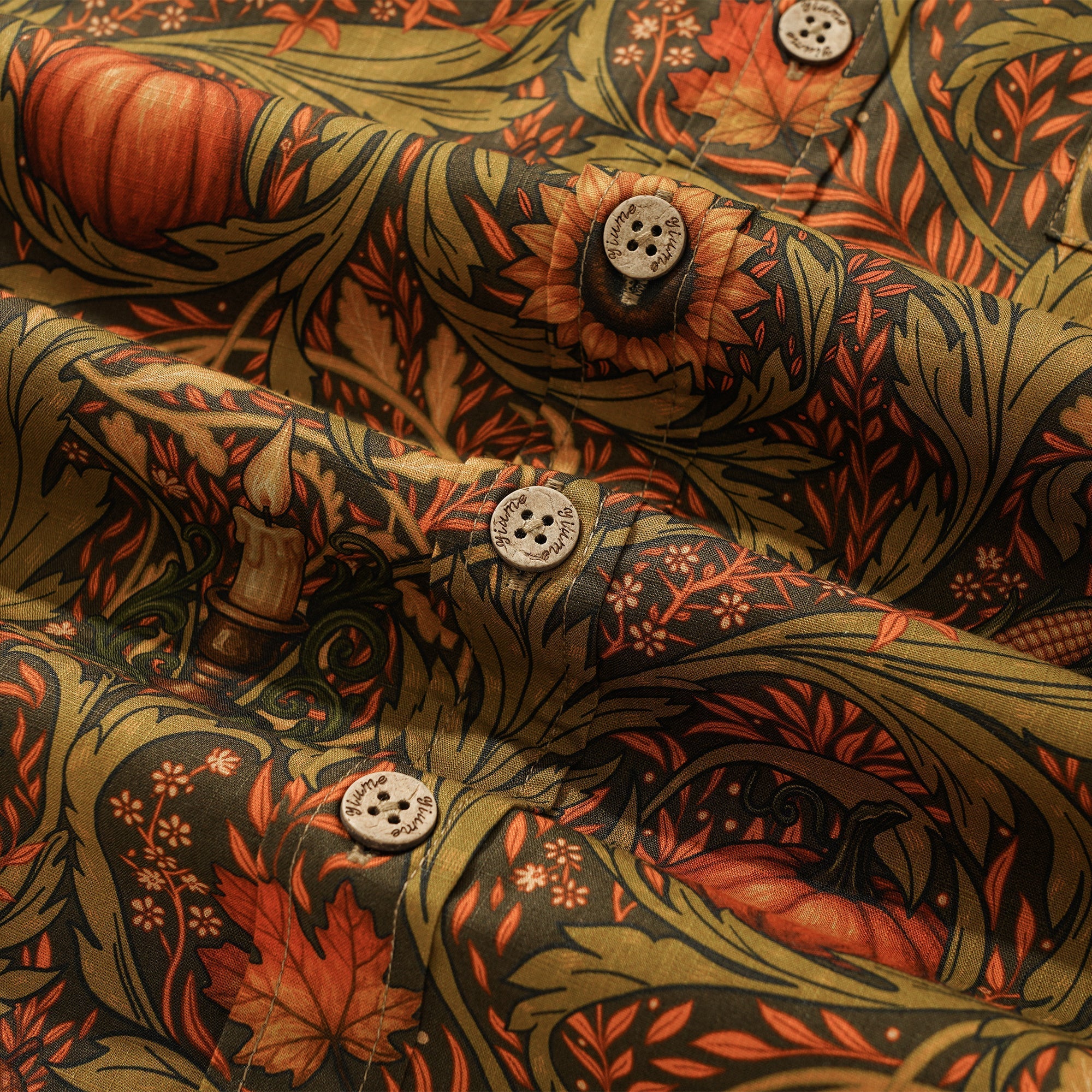 Men's Hawaiian Shirt Short Sleeve Button-down 100% Cotton Green Aloha Morris's Harvest Whisper By Cigar