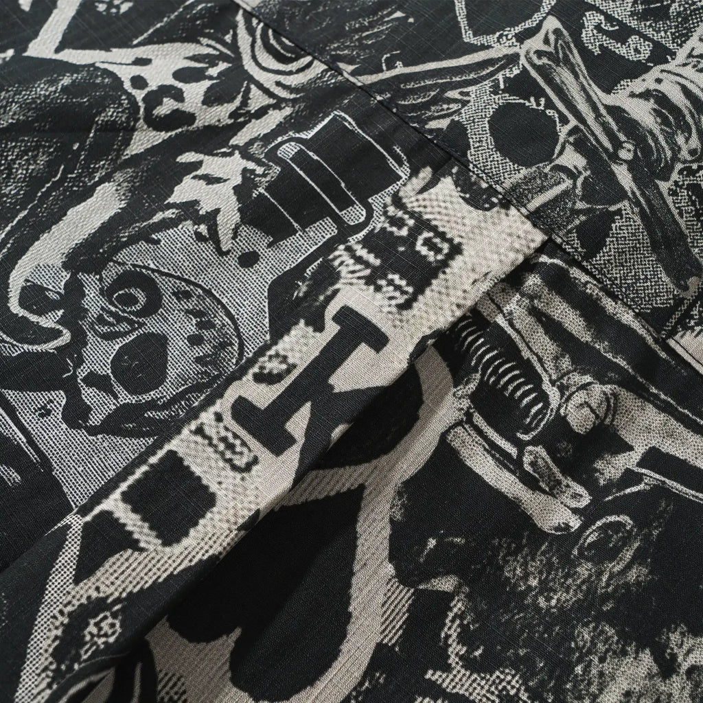 Men's Hawaiian Shirt Short Sleeve Button-down 100% Cotton Black Aloha Dark Poker Graffiti By Mo