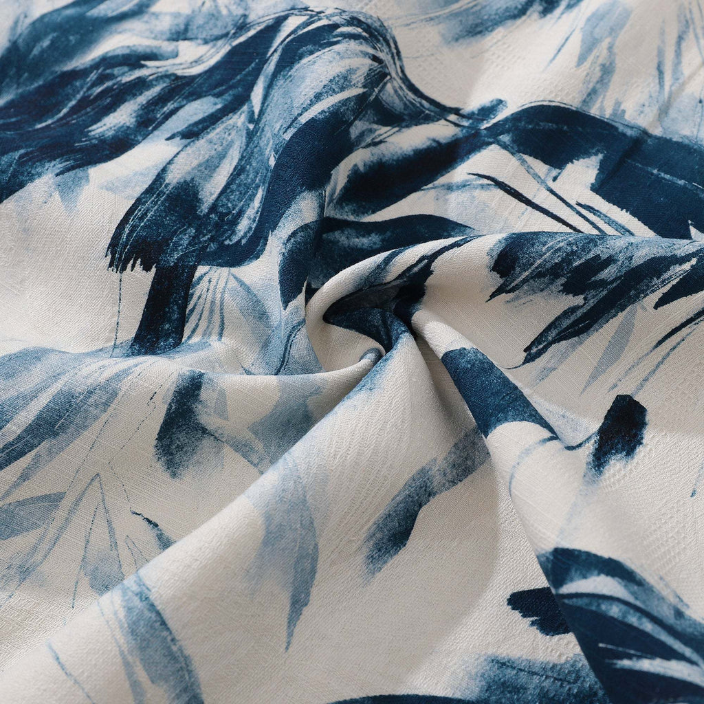 Men's 100%Silk Hawaiian Shirt Painting Bamboo Leaves Print Camp collar Short Sleeve Aloha Shirt By Amy