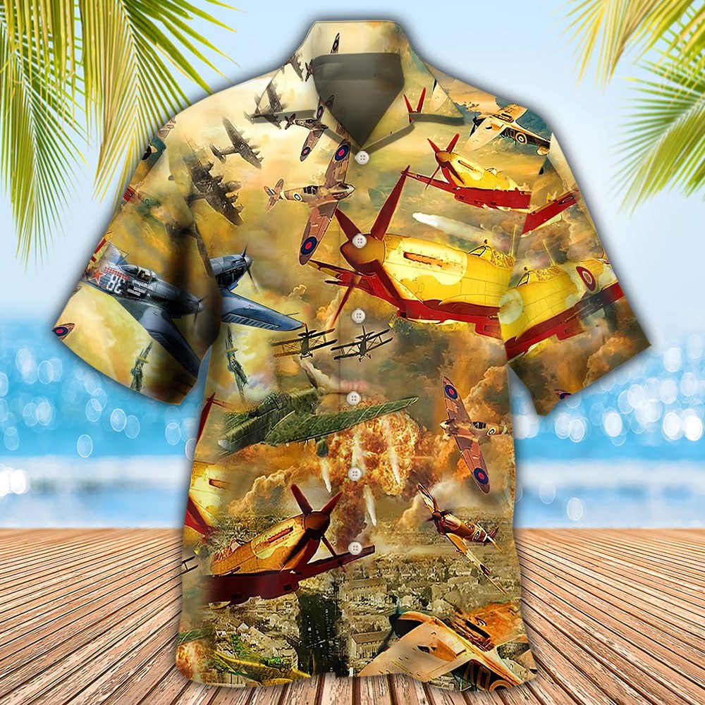 Combat Aircraft Fly Sky Fire - Hawaiian Shirt