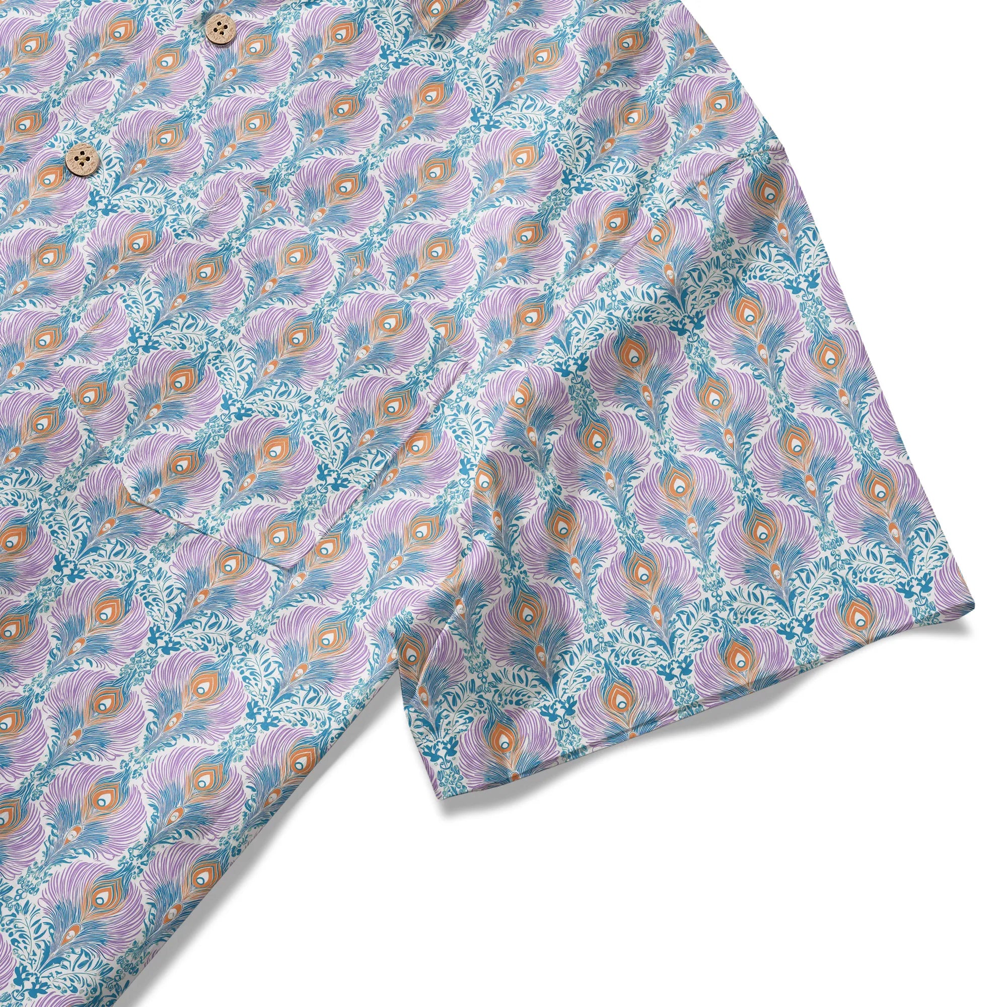 LeosWare® Men's Hawaiian Shirt Short Sleeve Button-up 100% Cotton Aloha Indian Finch Totem By Ann