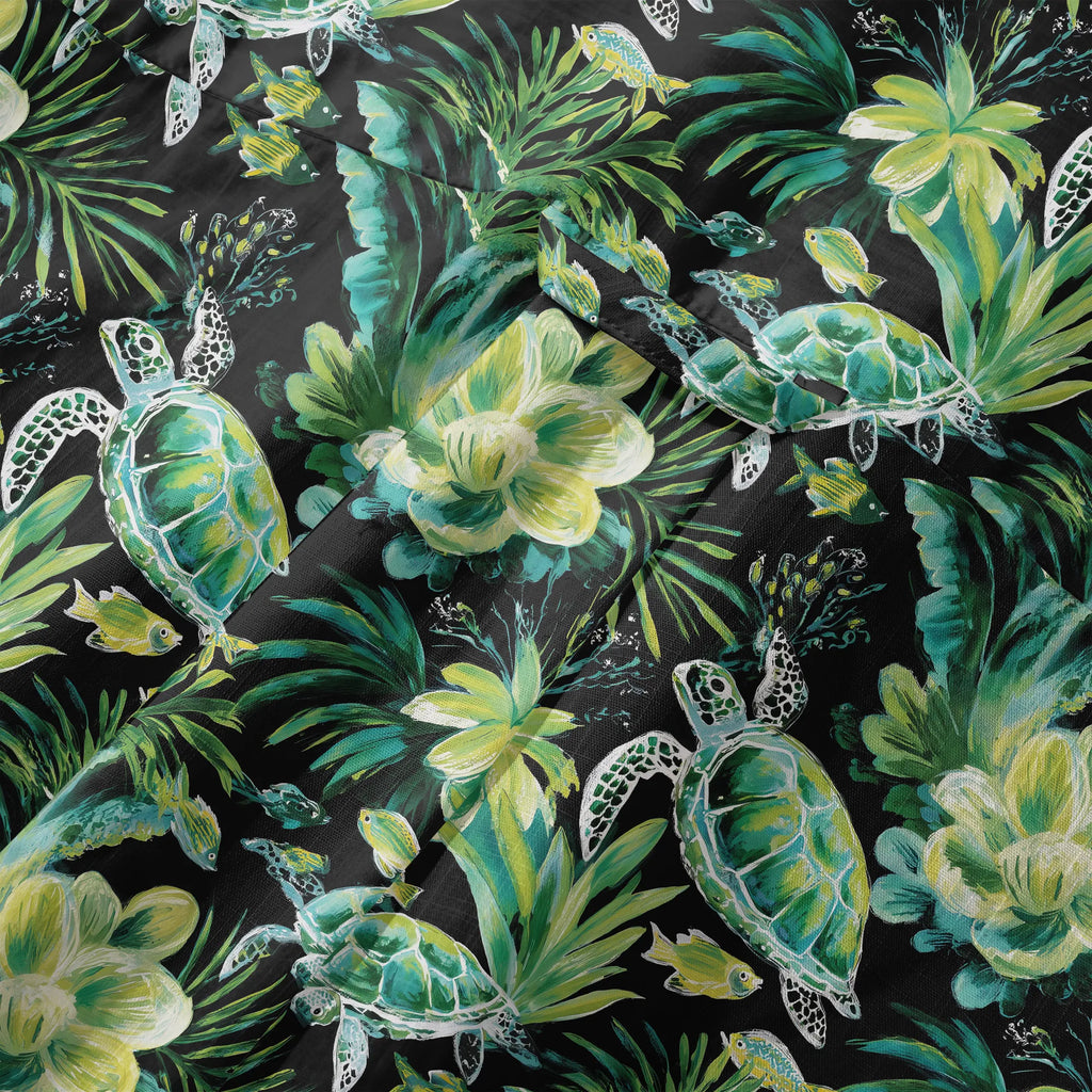 LeosWare® Men's Hawaiian Shirt Short Sleeve Button-up 100% Cotton Green Aloha Deep Sea Green Reflection By Ann