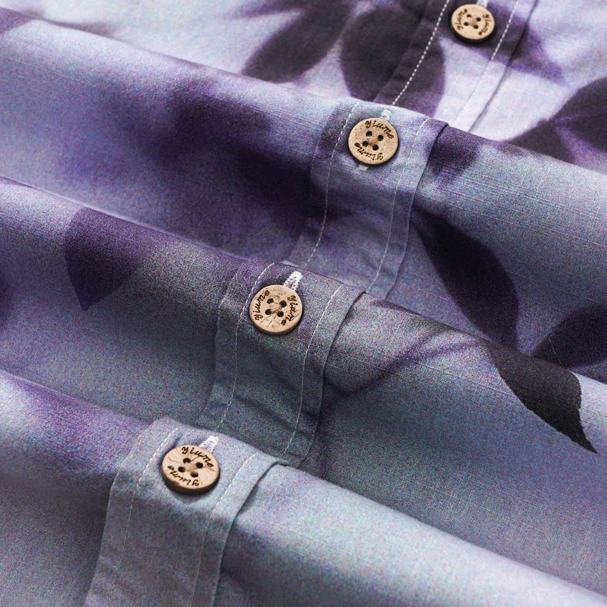 Men's Cotton Hawaiian Shirt Short Sleeve Button-down Purple Aloha Shirt Mist-Kissed Leaves By Yakima