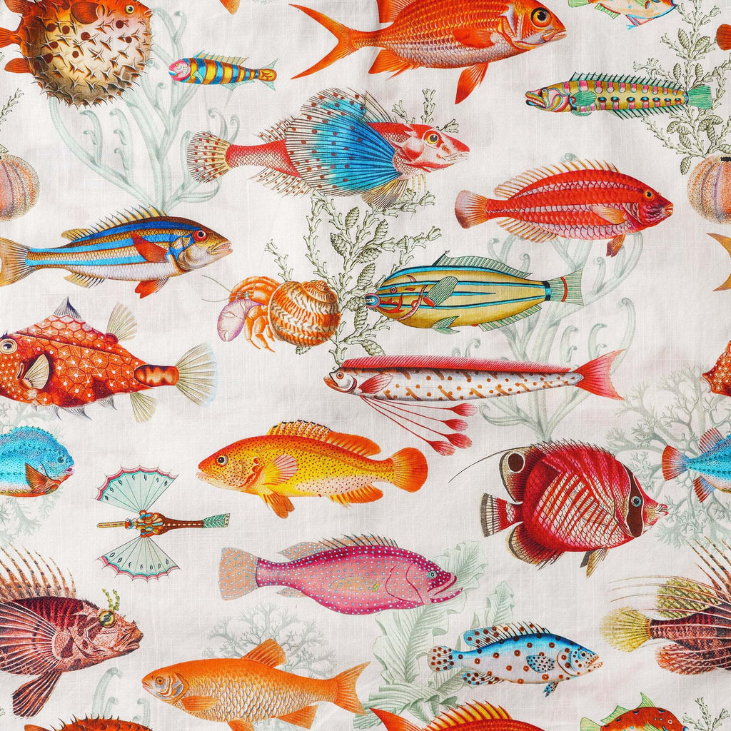 Yiume Men's Tropical Fish Shirt 100% Cotton Hawaiian Shirt Short Sleeve Button-down Beige Aloha Shirt Symphony Of The Sea By Yana