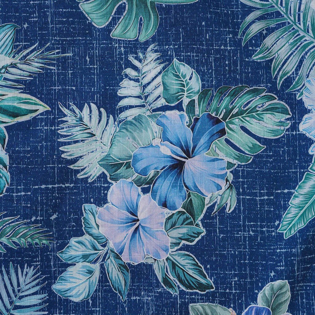 Men's Hawaiian Shirt Short Sleeve Button-down 100% Cotton Green Aloha Tranquil Blue Blossoms By Yakima