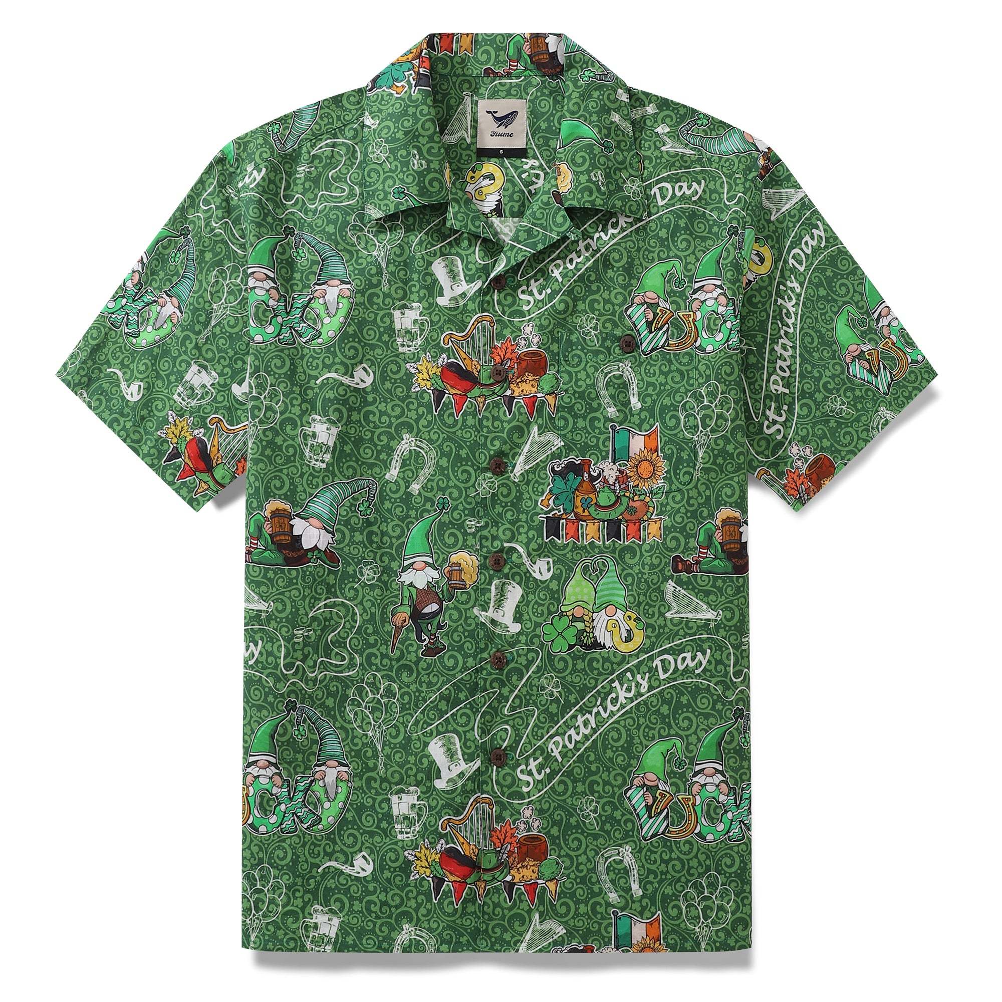 Chemise hawaïenne pour hommes à col camp d'Halloween, 100 % coton, chemise irlandaise par Yakima