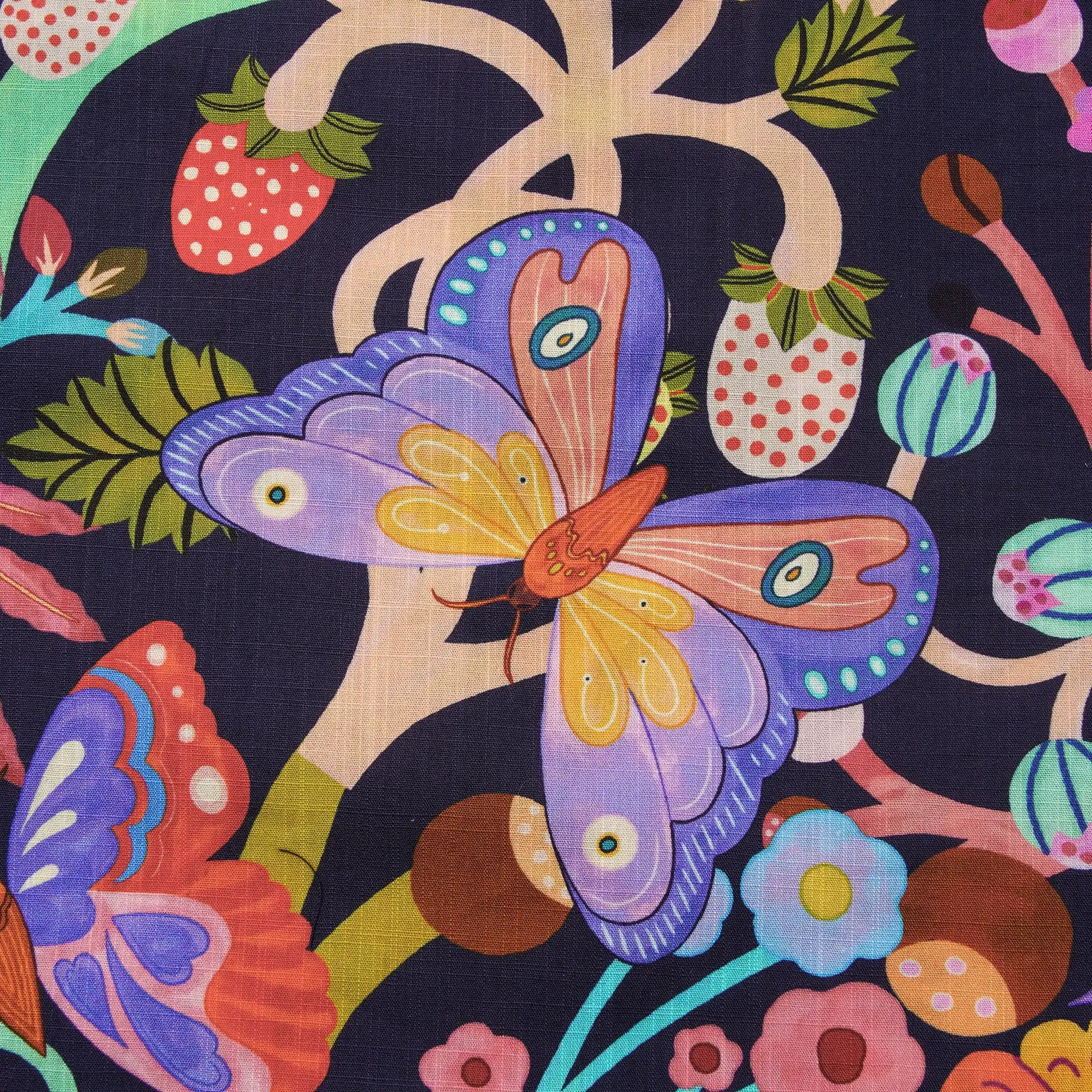 Men's Hawaiian Shirt Short Sleeve Button-down 100% Cotton Blue Aloha Dusk Butterfly Dance By Huan huan