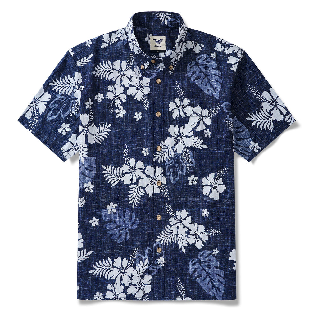 Yiume Tropical Hawaiian Shirt For Men Breathable Shirt Blue Short Sleeve Button-down Shirt By Huan huan
