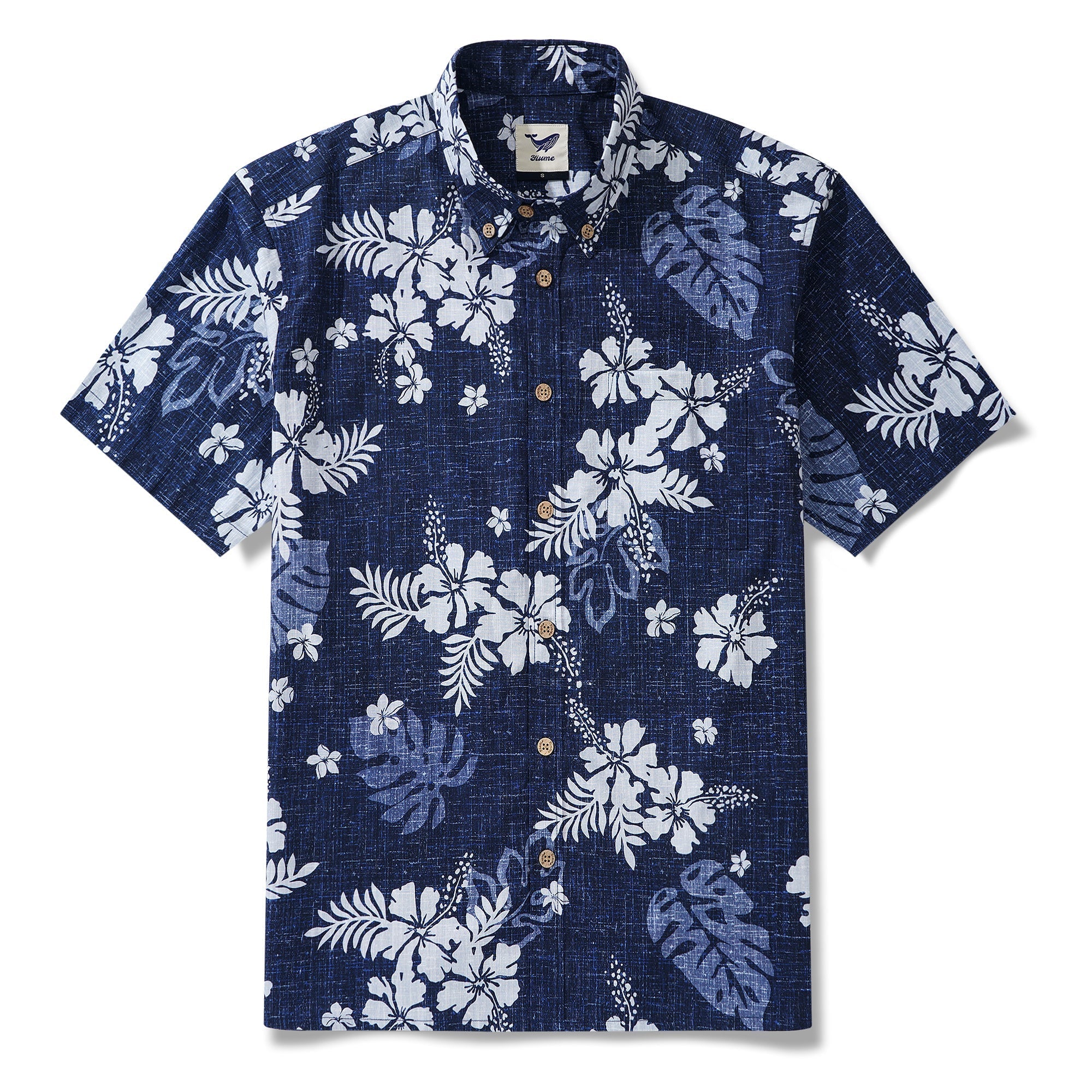 Yiume Tropical Hawaiian Shirt For Men Breathable Shirt Blue Short Sleeve Button-down Shirt By Huan huan