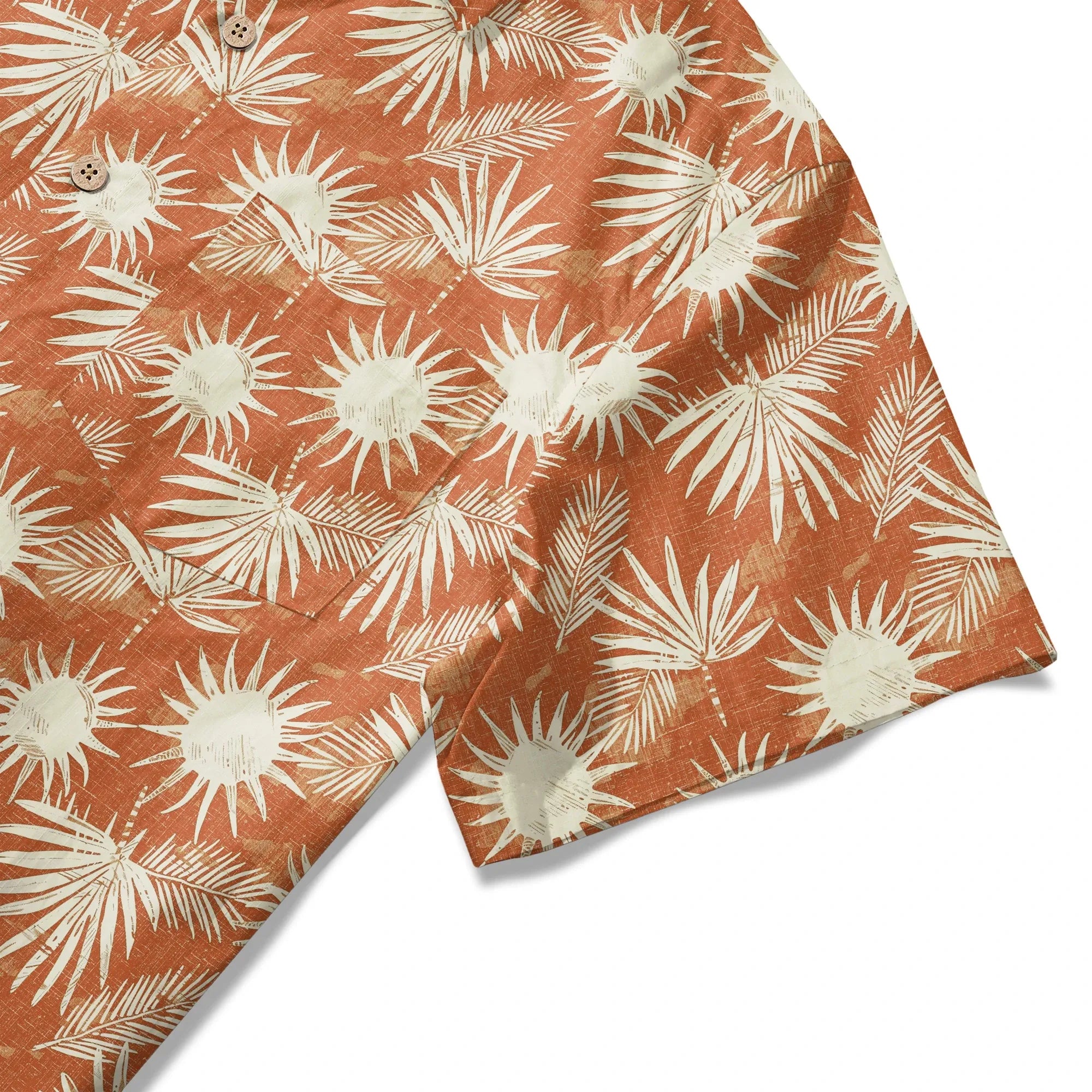 LeosWare® Men's Hawaiian Shirt Short Sleeve Button-up 100% Cotton Orange Aloha Orange Brown Coconut Shadow By Ann
