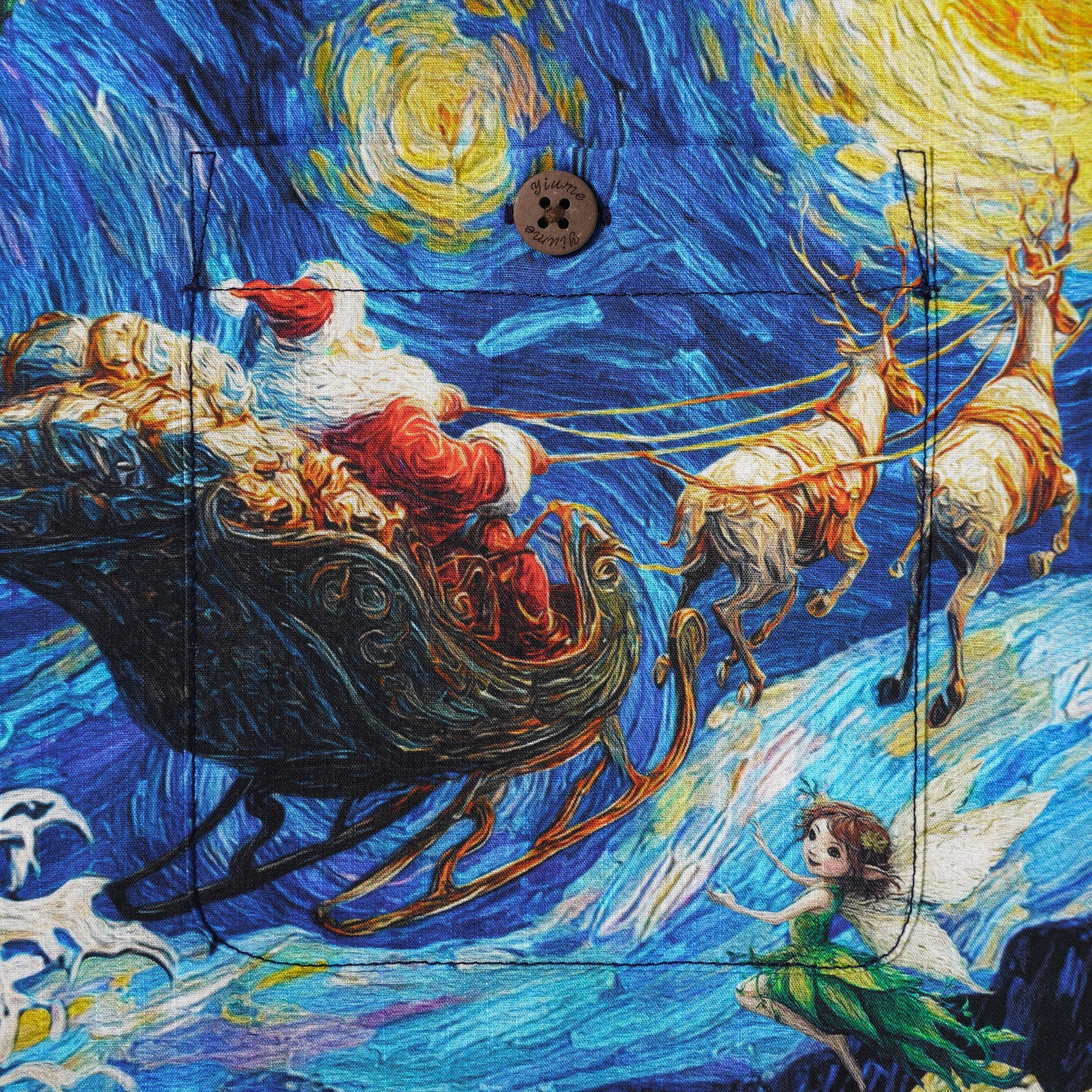 Christmas Gift Men's Hawaiian Shirt Van Gogh Art Shirt Camp Collar 100% Cotton Blue Starry Christmas Magic With Van Gogh By Huan huan