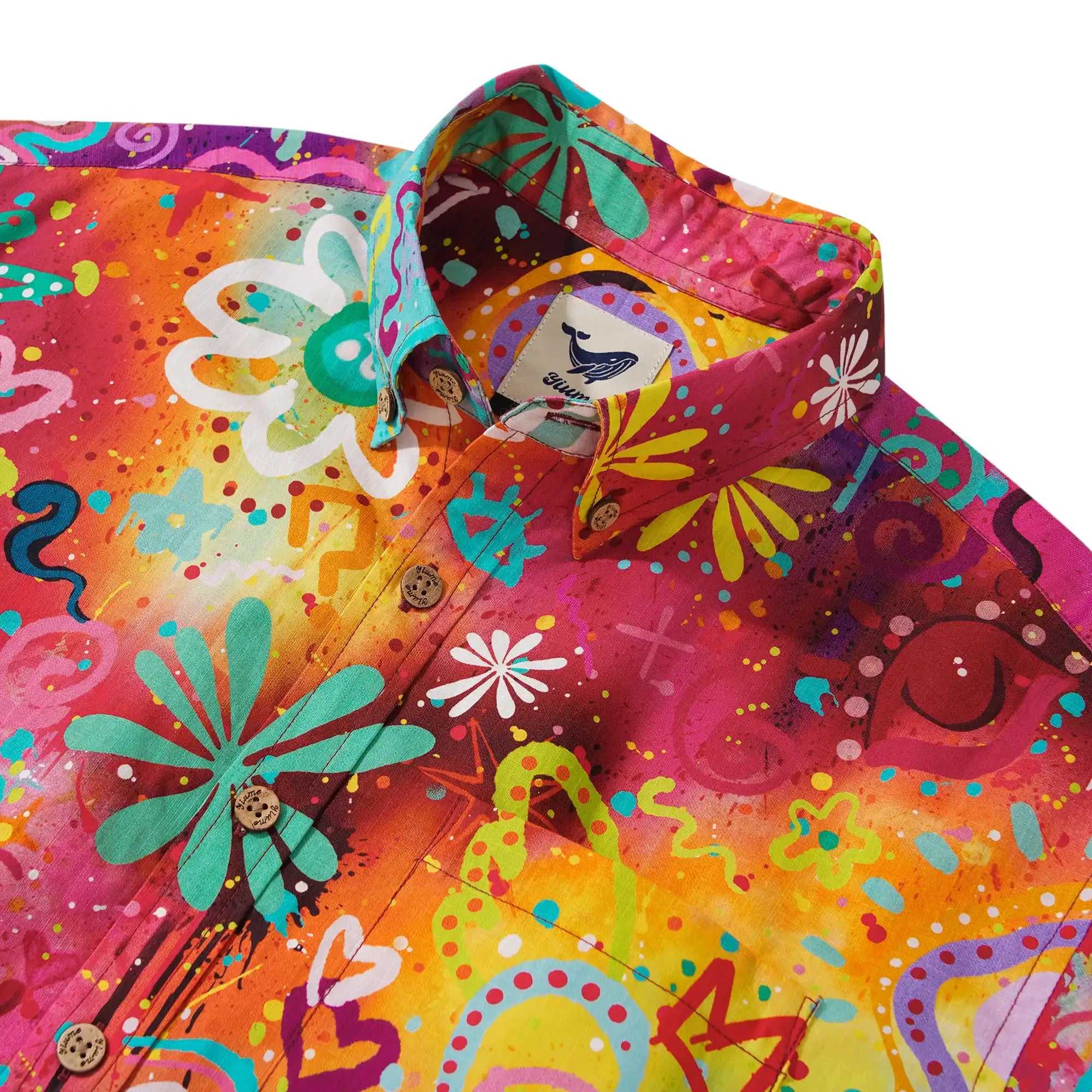 Men's Hawaiian Shirt Short Sleeve Button-down 100% Cotton Colorful Aloha Pop Art Reverie By Huan huan
