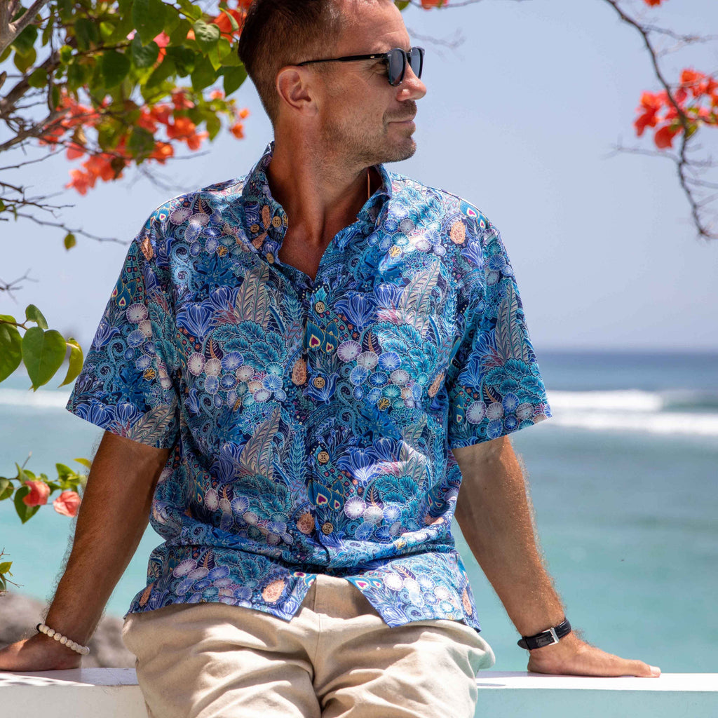 Men's Hawaiian Shirt Floral Pattern Series 2 Print Cotton Button-down Short Sleeve Aloha Shirt By Sun