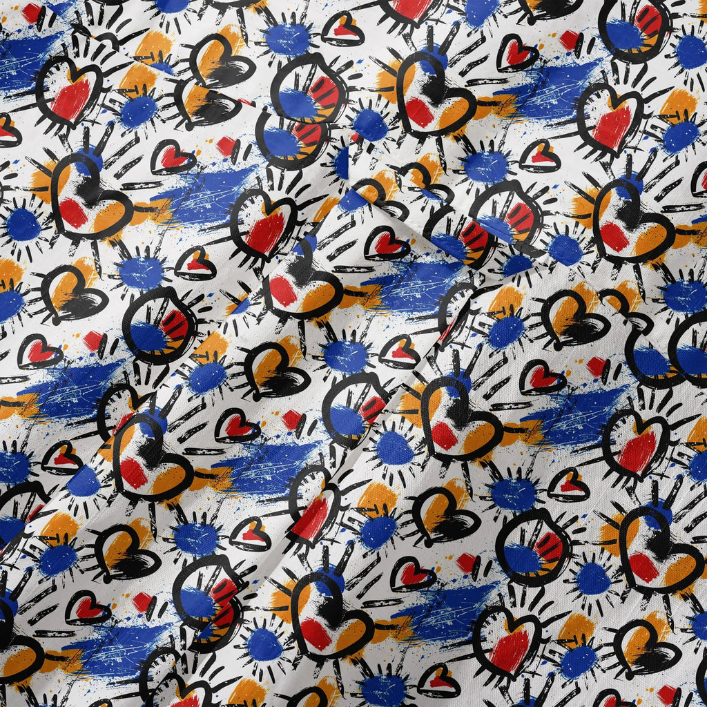 LeosWare® Men's Hawaiian Shirt Short Sleeve Button-up 100% Cotton White Aloha Color Clash Heart Mango By Ann