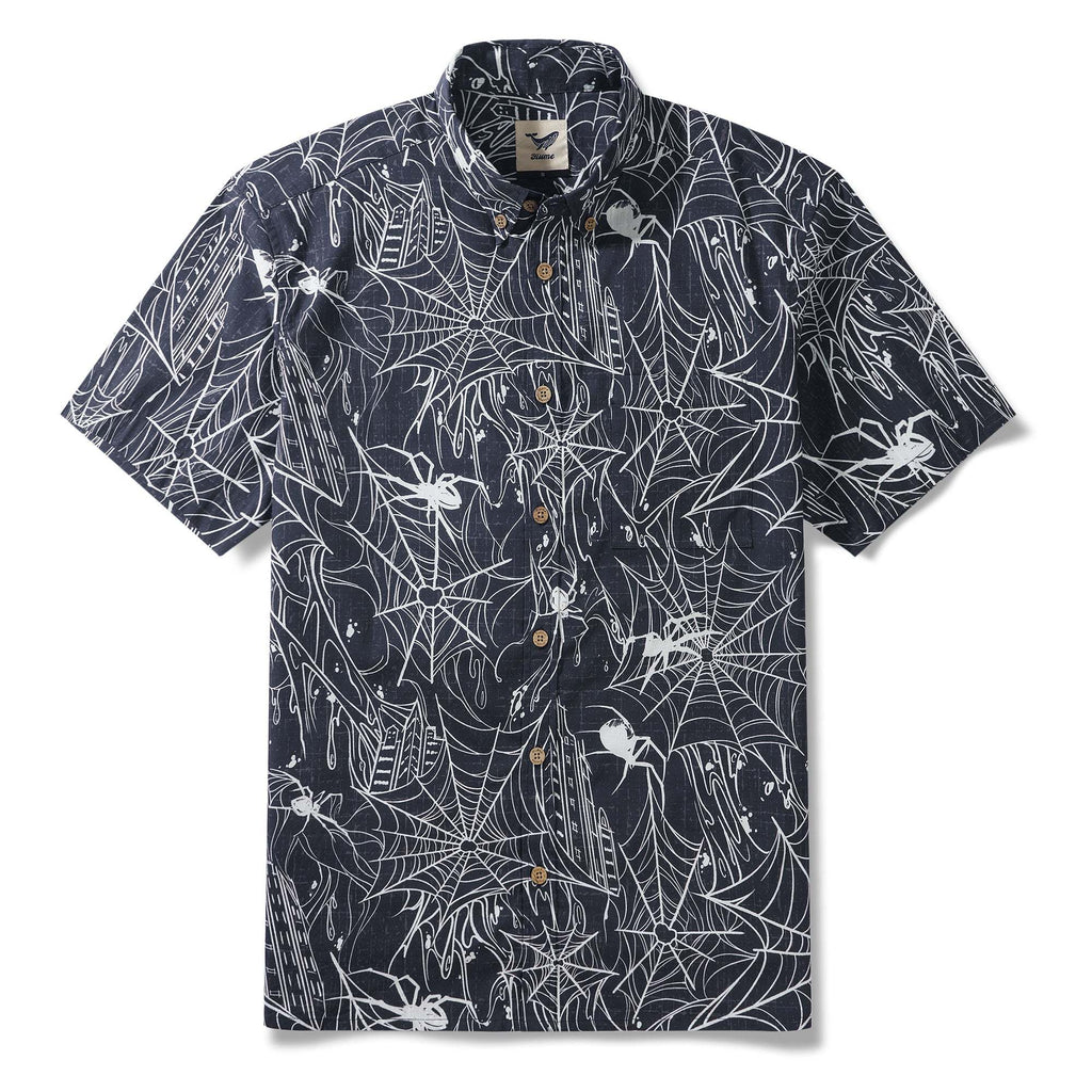 Halloween Gift The Hidden Hunter in the City 100% Cotton Men's Short Sleeve Button-down Shirt Aloha Hawaiian By Sun