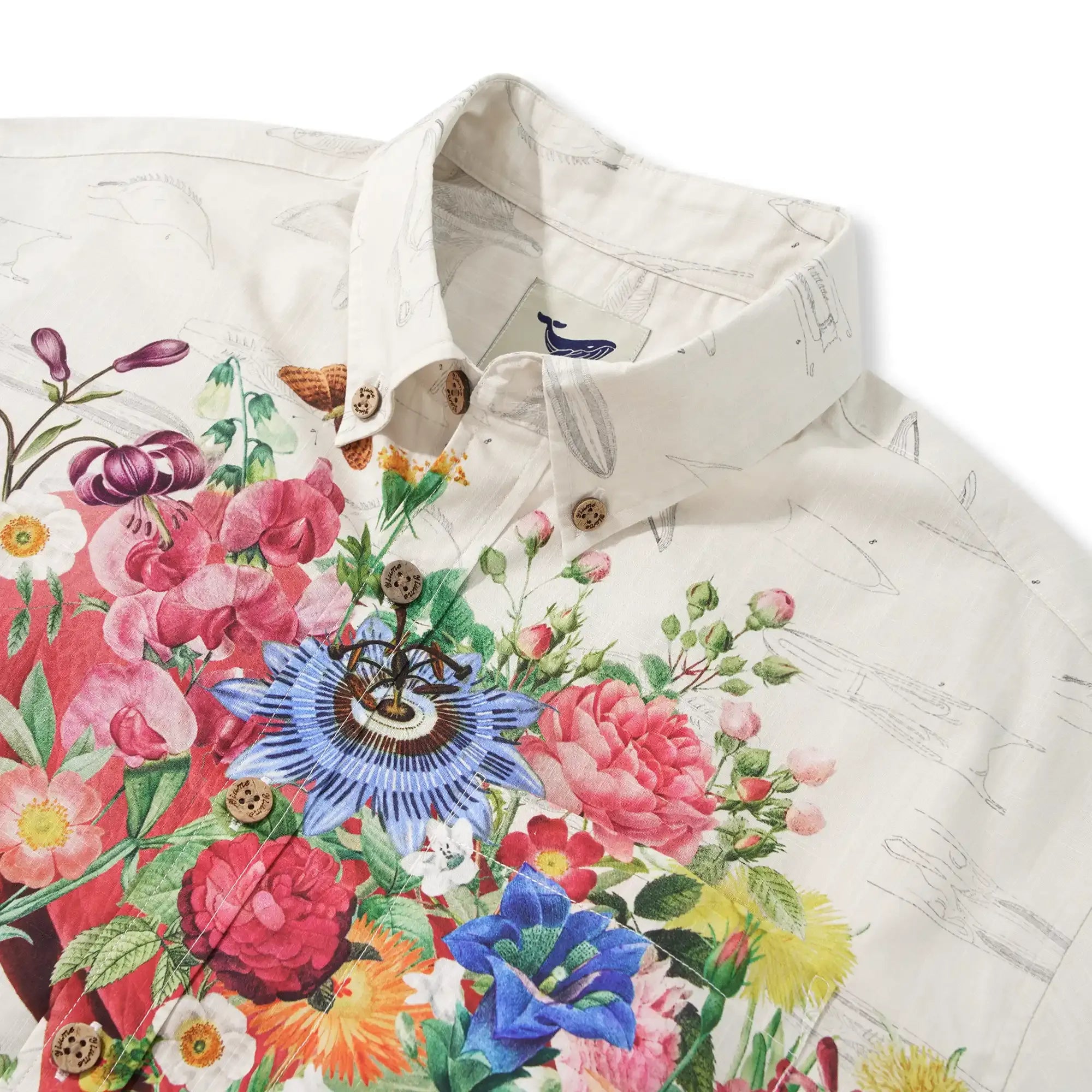 Men's Hawaiian Shirt Short Sleeve Button-down 100% Cotton Flower Floral Aloha Flamboyant Flamingo Blooms By Mo