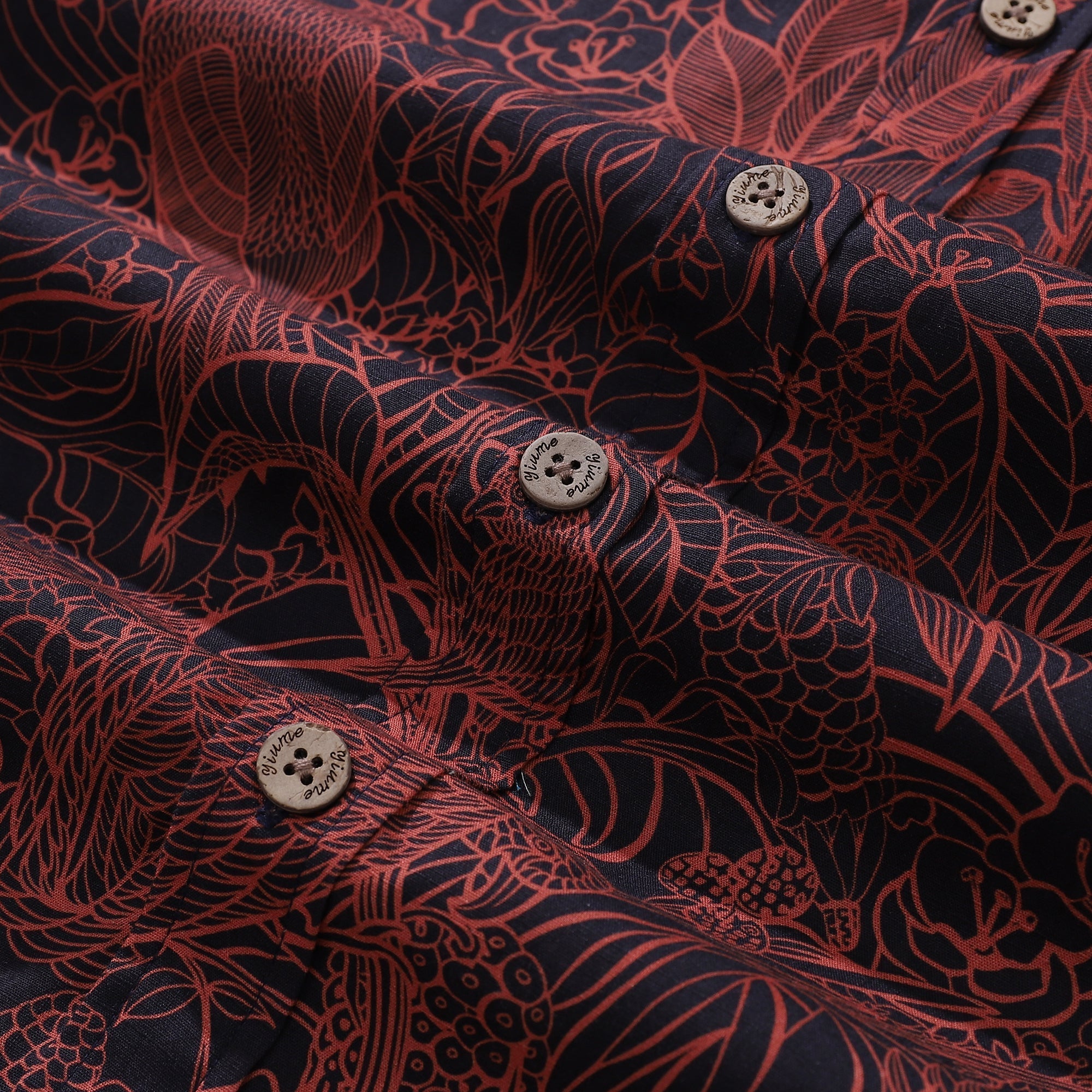 Men's Breathable Shirt Red Hawaiian Shirt Birds Print 100% Cotton Short Sleeve Button-down Shirt By Sun