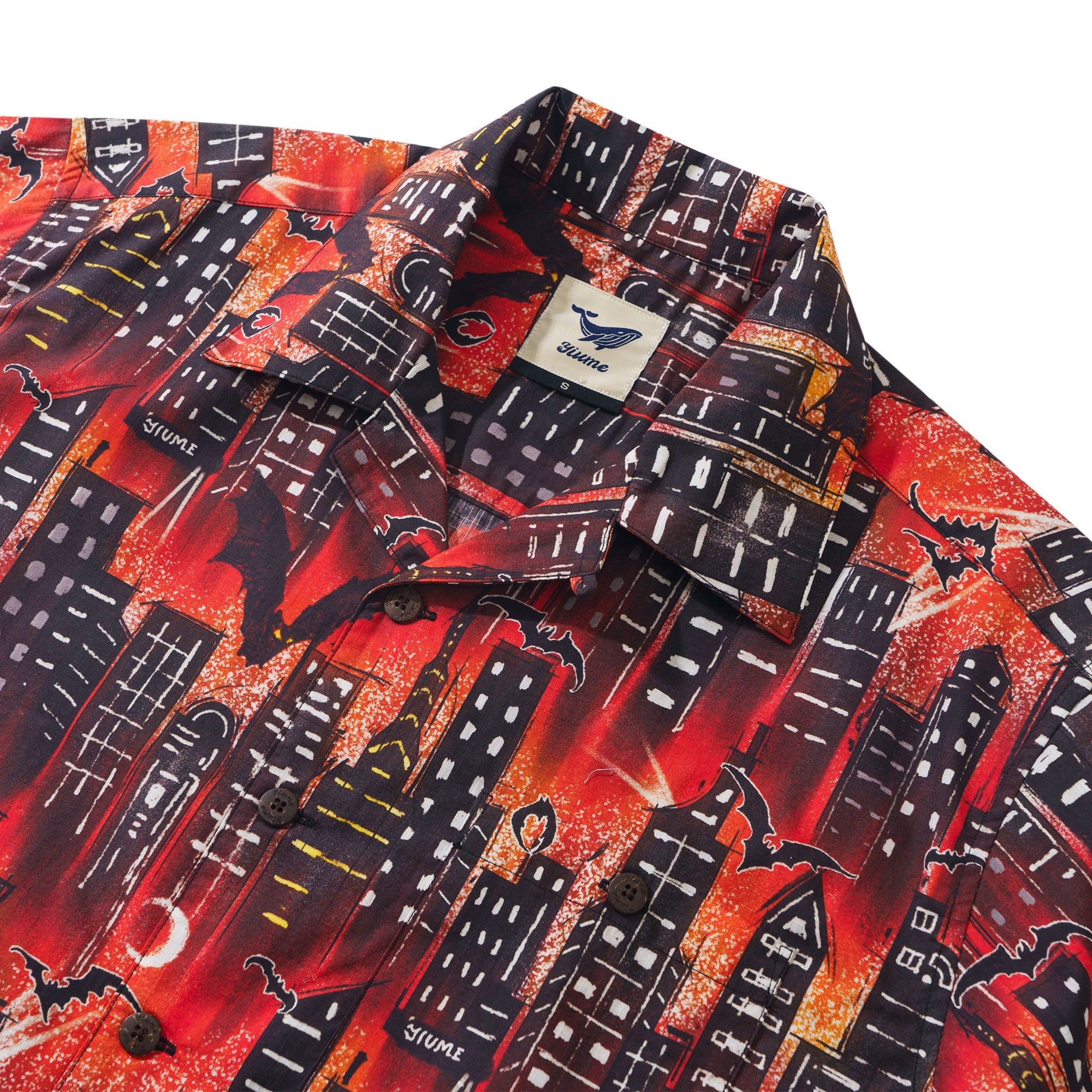 Guardian of the Night 100% Cotton Men's Short Sleeve Camp Collar Shirt Aloha Hawaiian Halloween By Sun